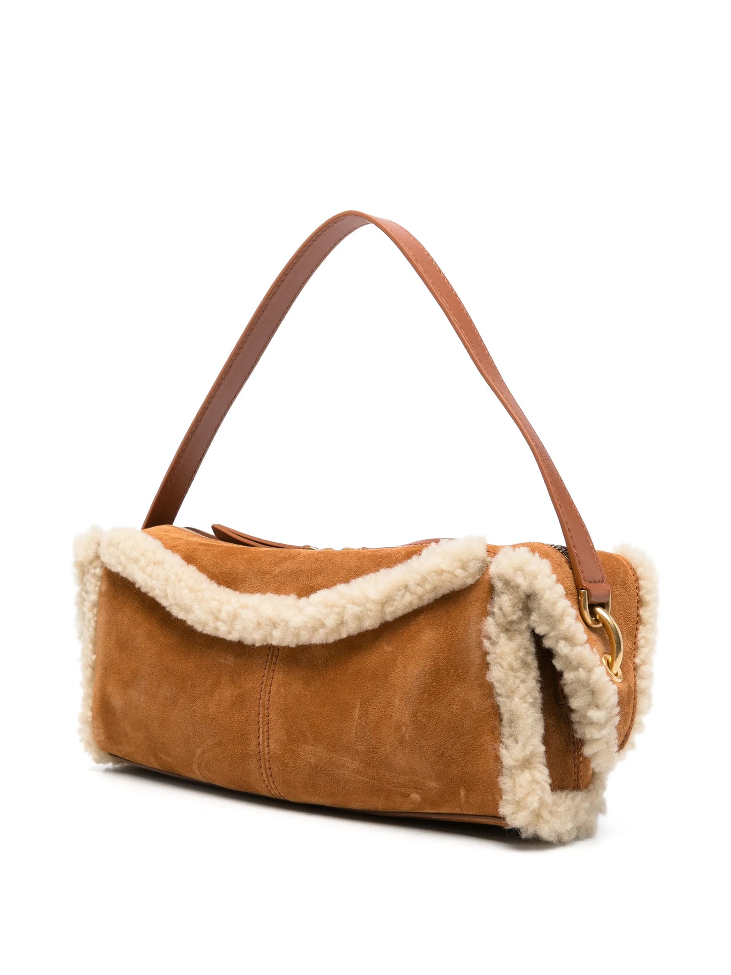 Pulse shearling-trim suede shoulder bag