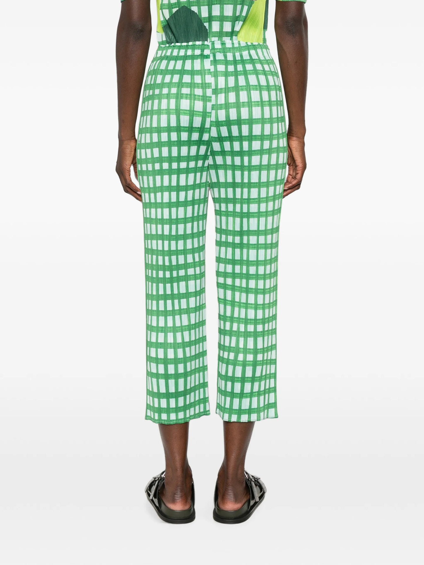 Basket pleated cropped trousers