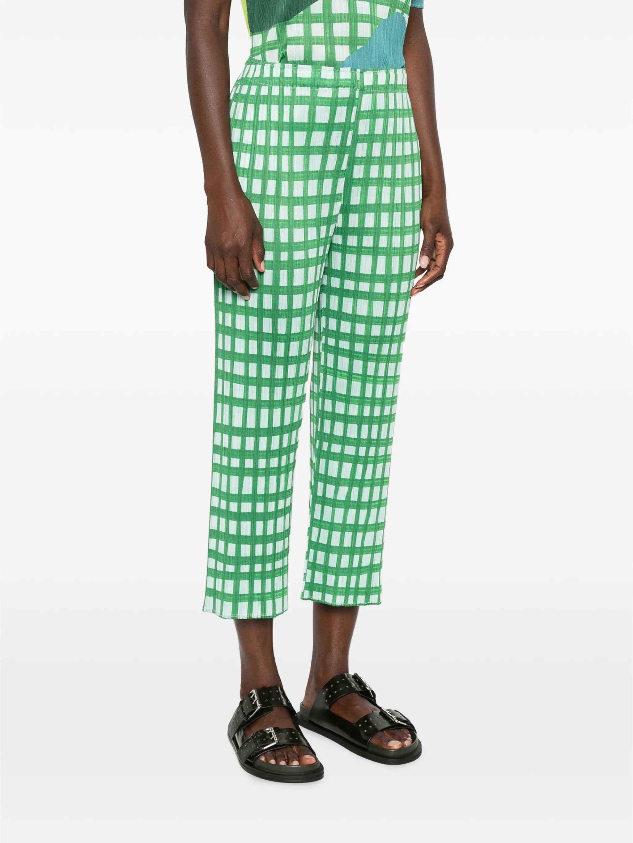 Basket pleated cropped trousers