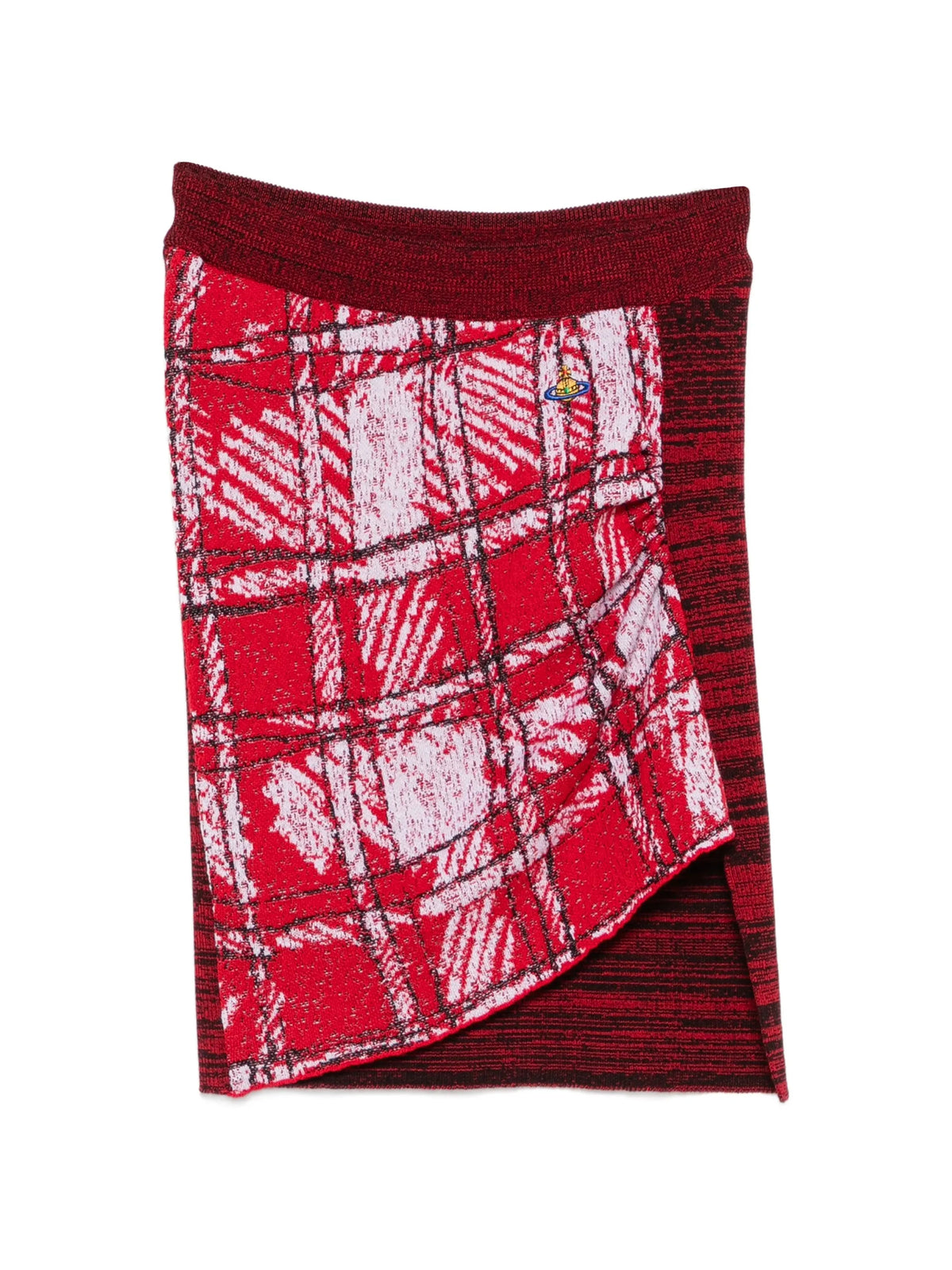 Scribble Check tartan-print midi skirt