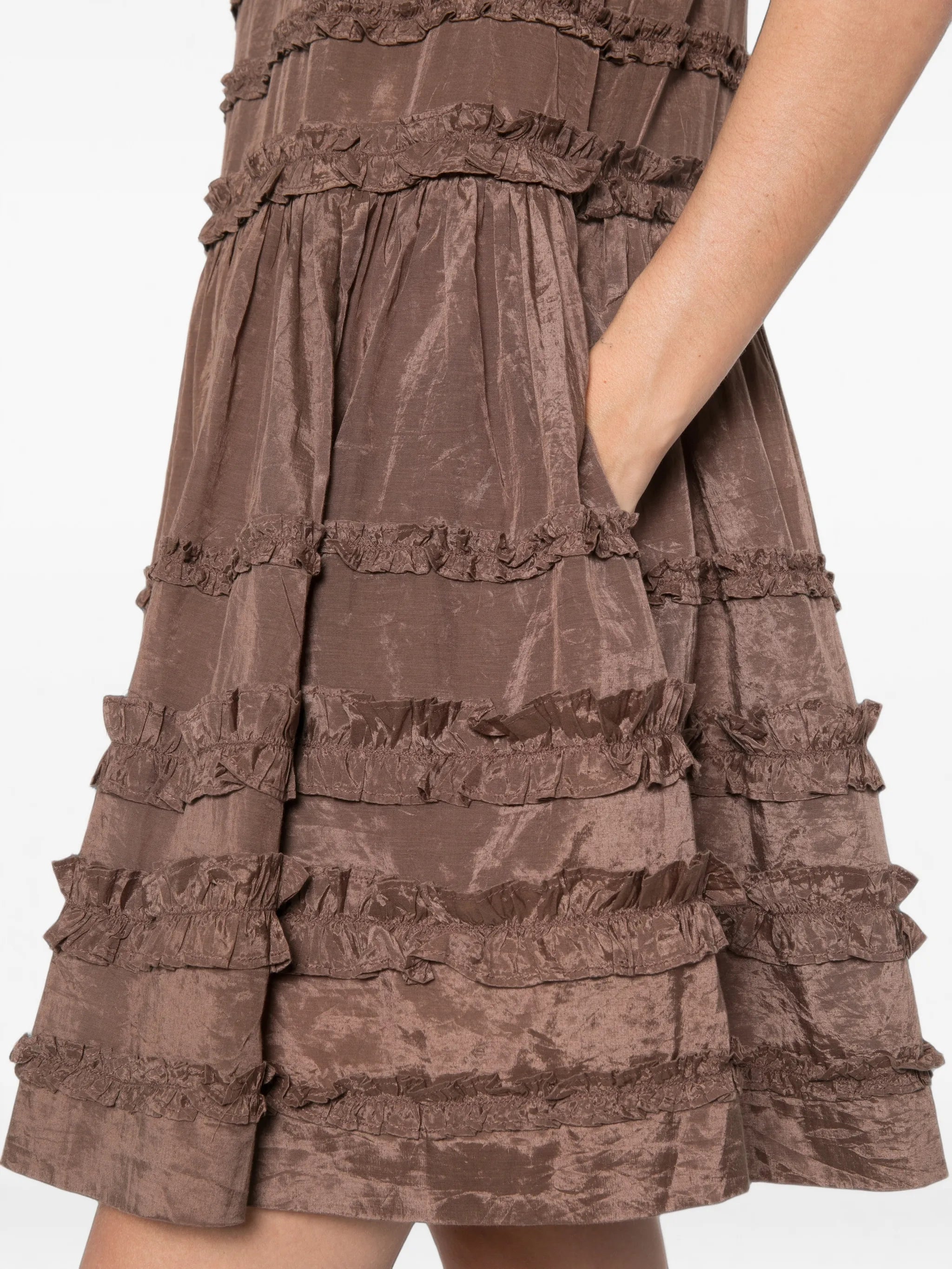 ruffled drop-waist mini dress