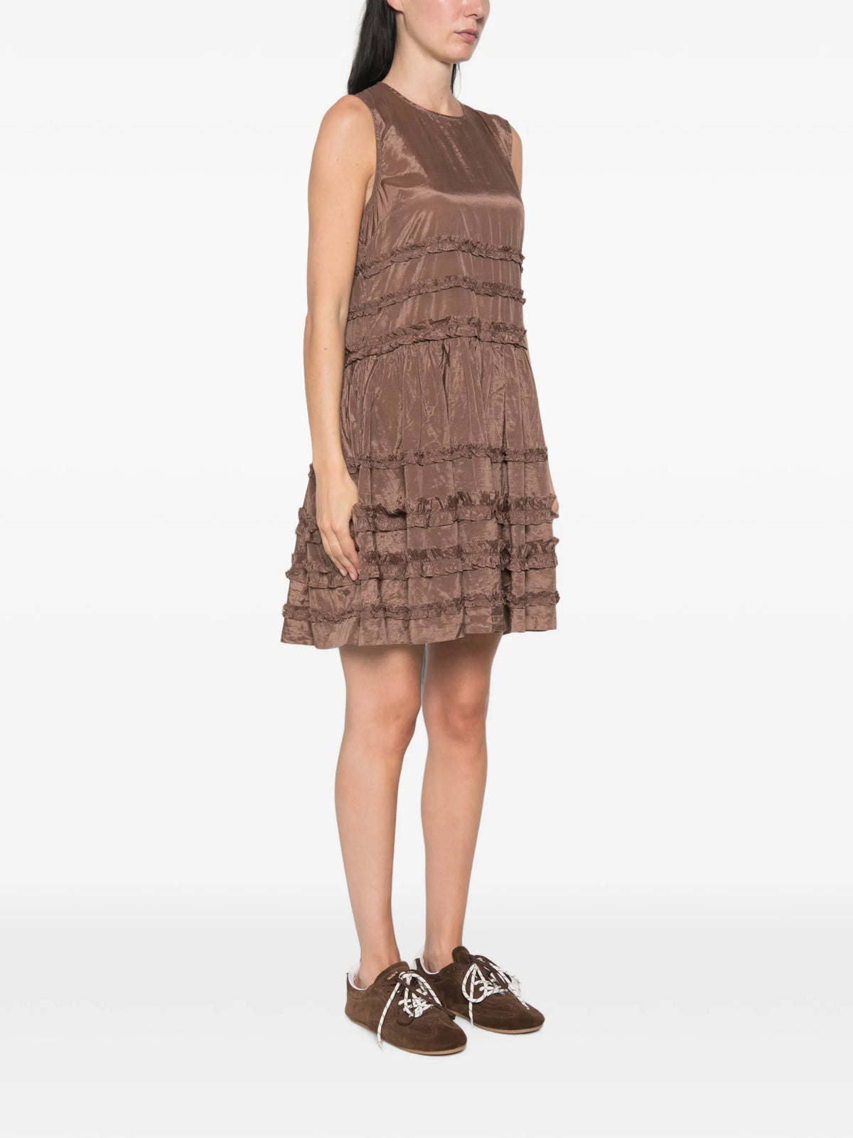 ruffled drop-waist mini dress