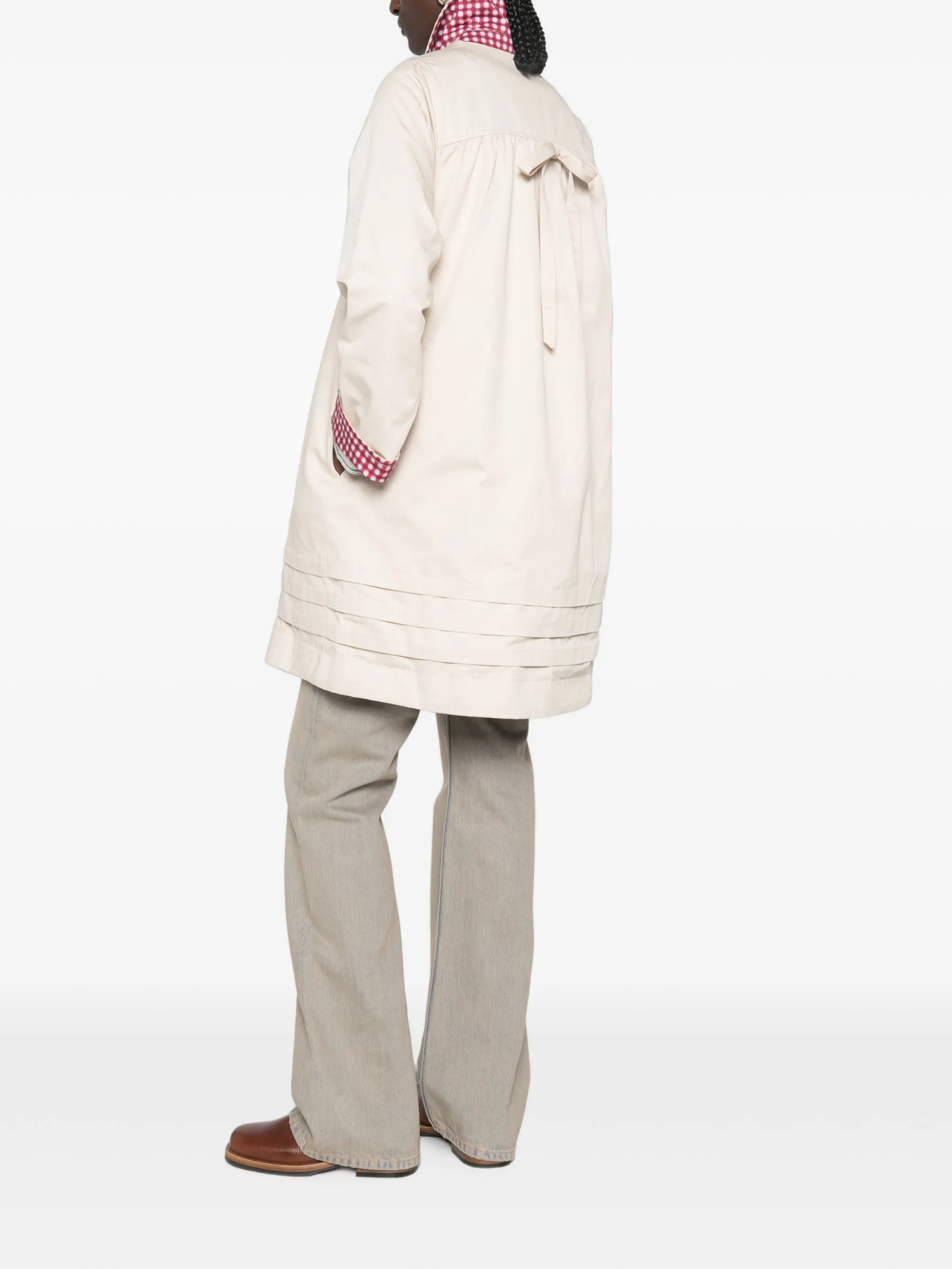 Mercedes bow-detail reversible trench coat