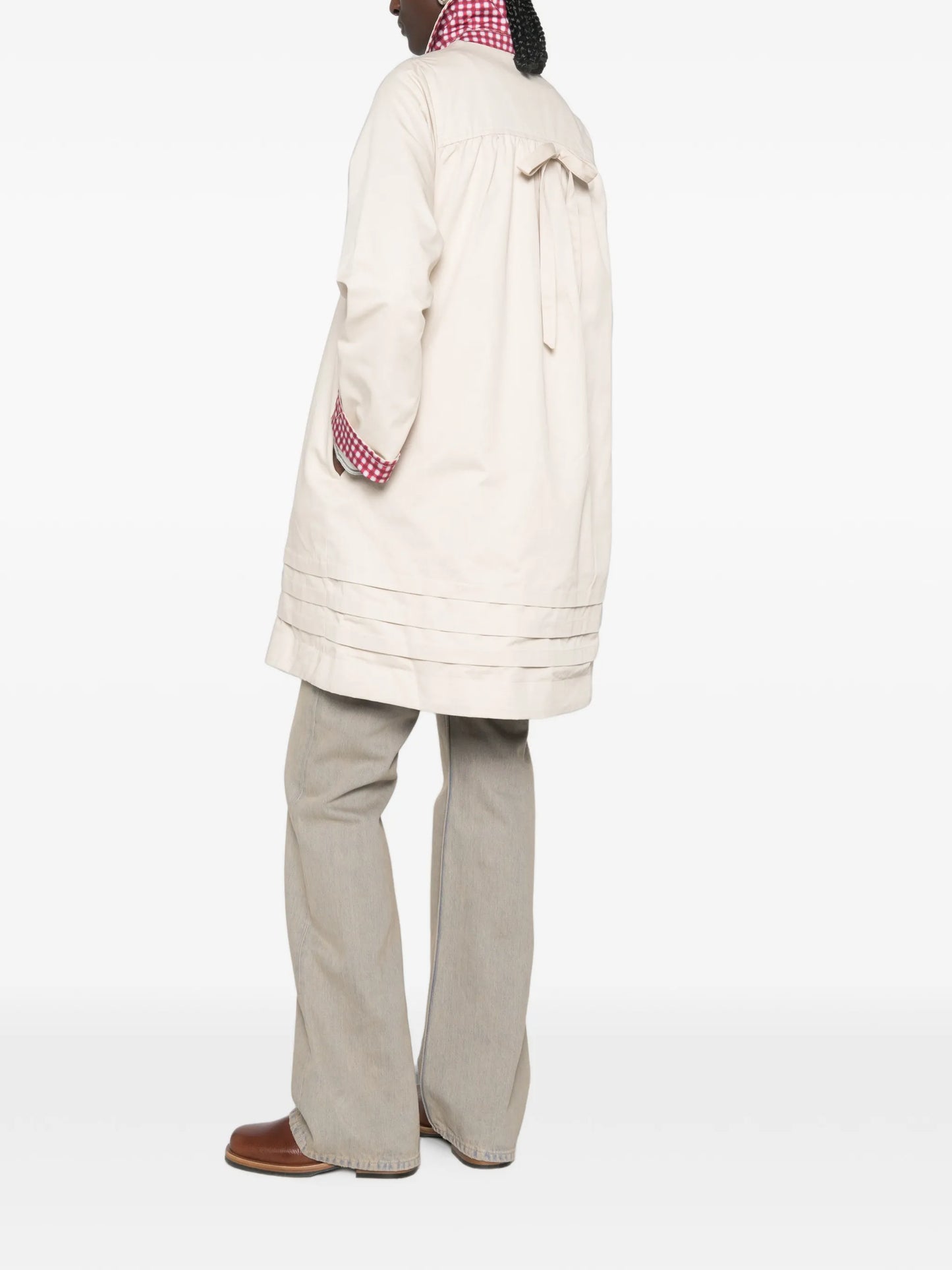 Mercedes bow-detail reversible trench coat