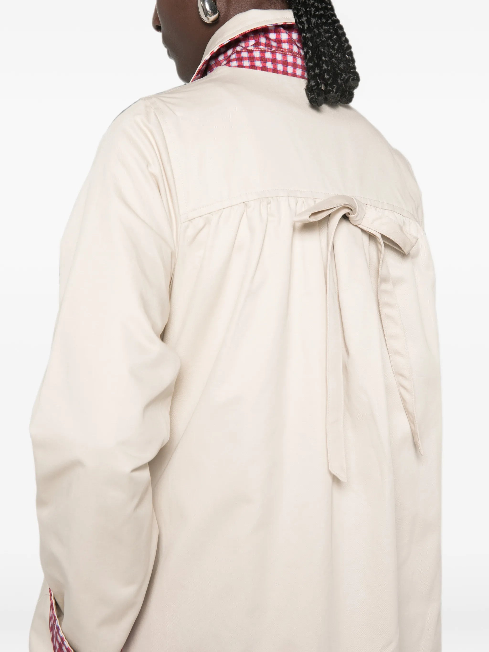 Mercedes bow-detail reversible trench coat