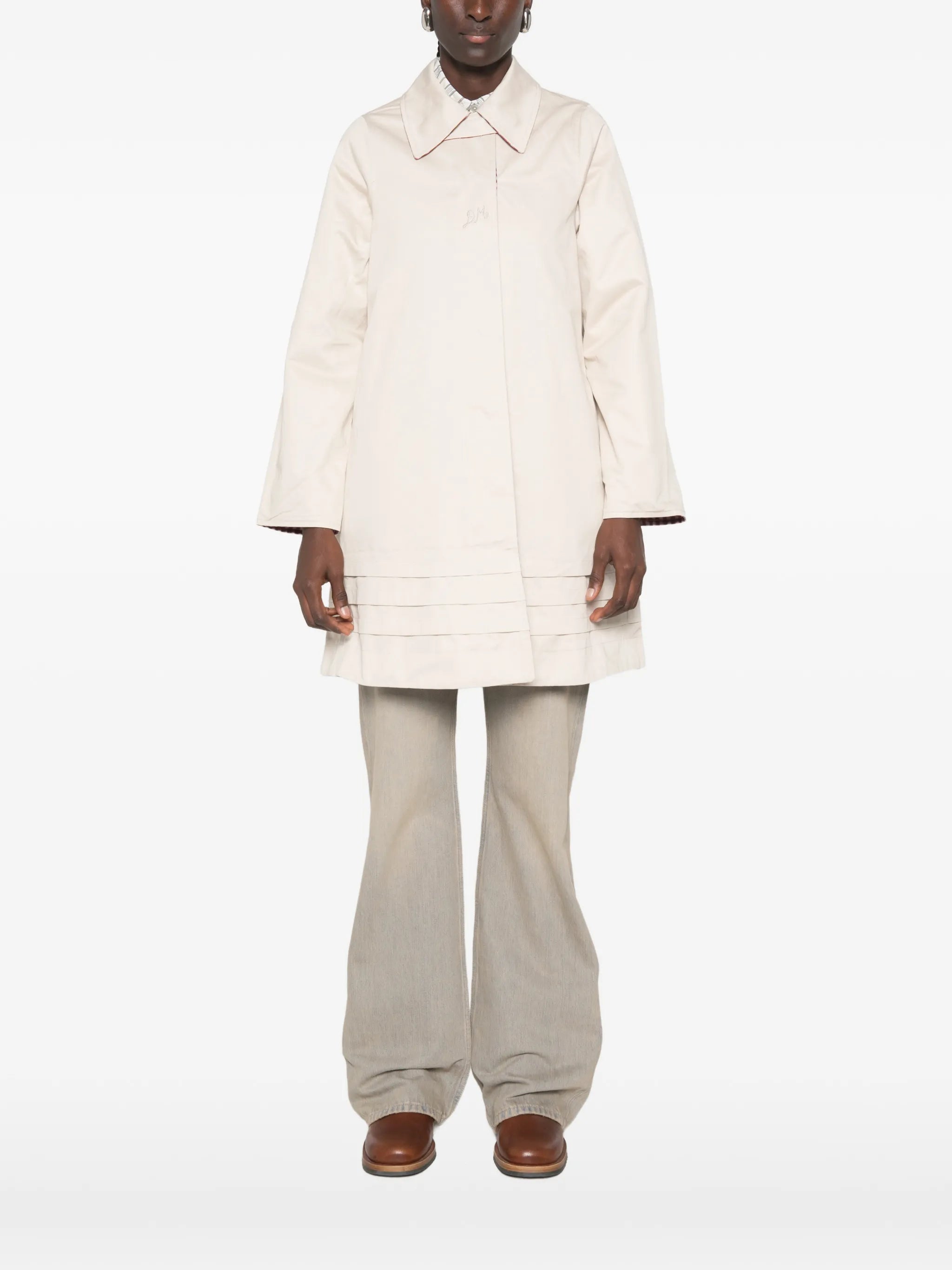 Mercedes bow-detail reversible trench coat
