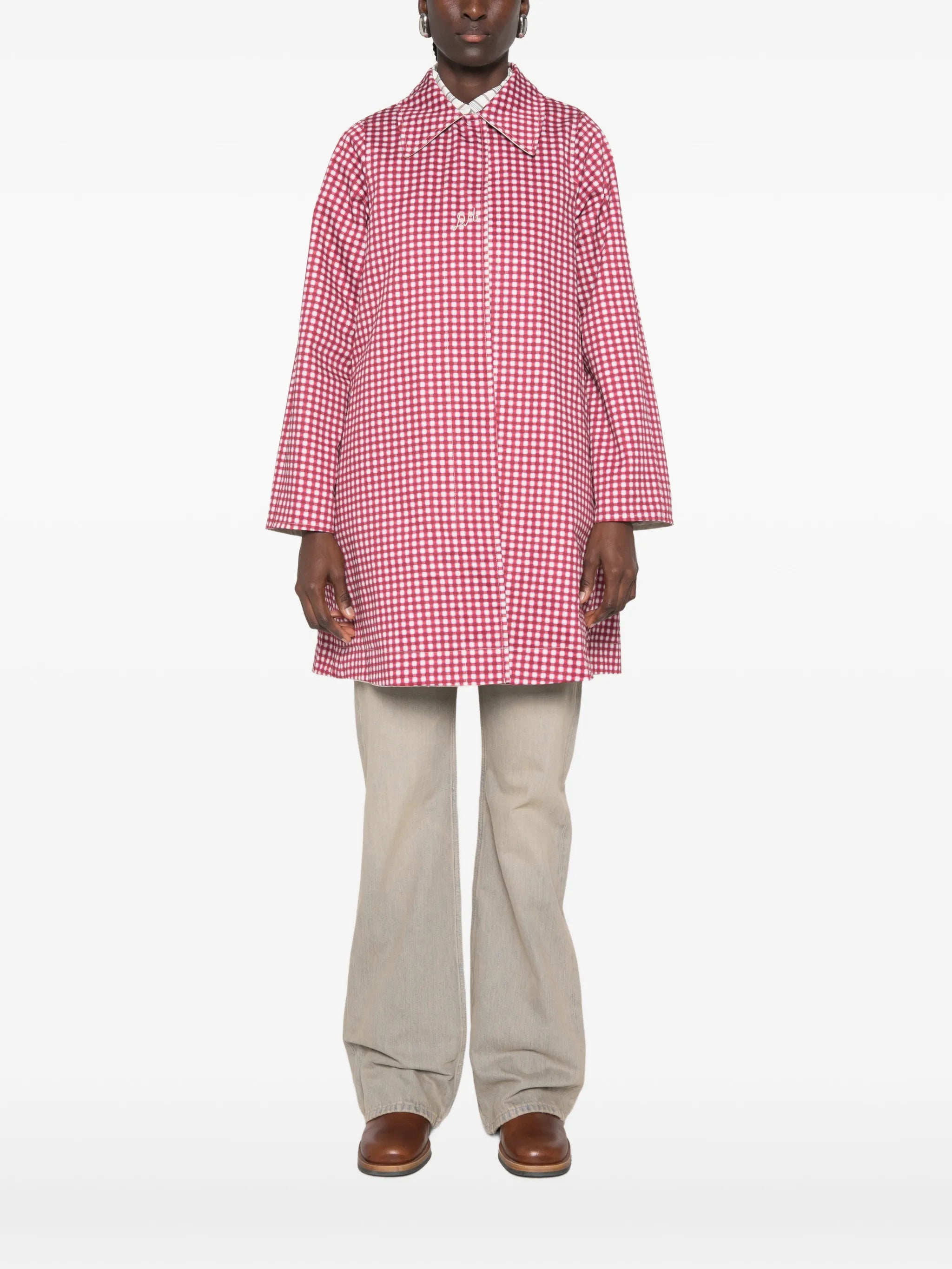 Mercedes bow-detail reversible trench coat