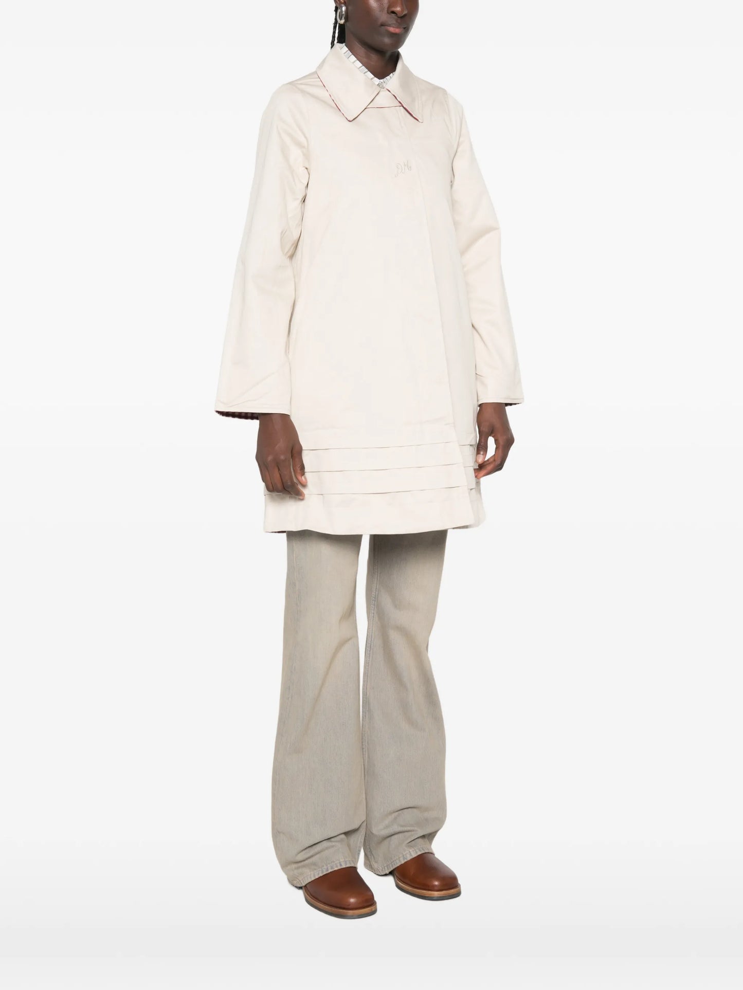 Mercedes bow-detail reversible trench coat