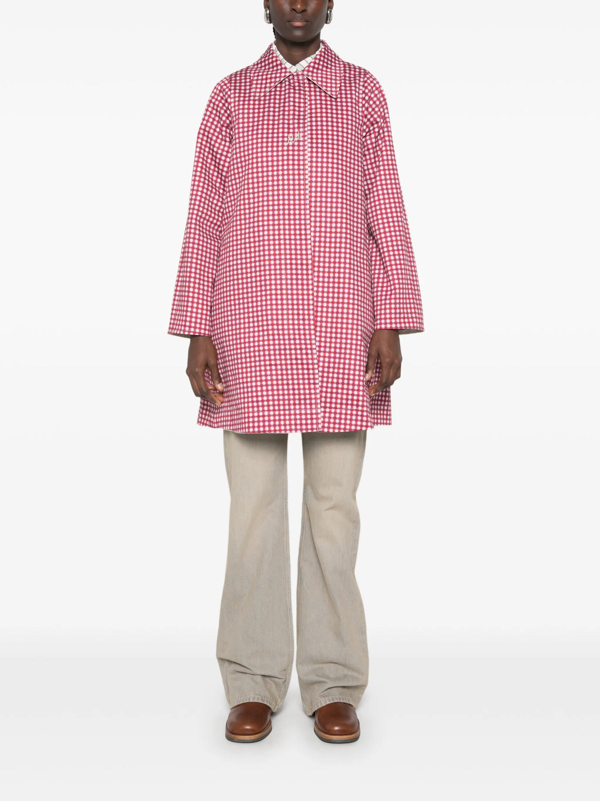 Mercedes bow-detail reversible trench coat