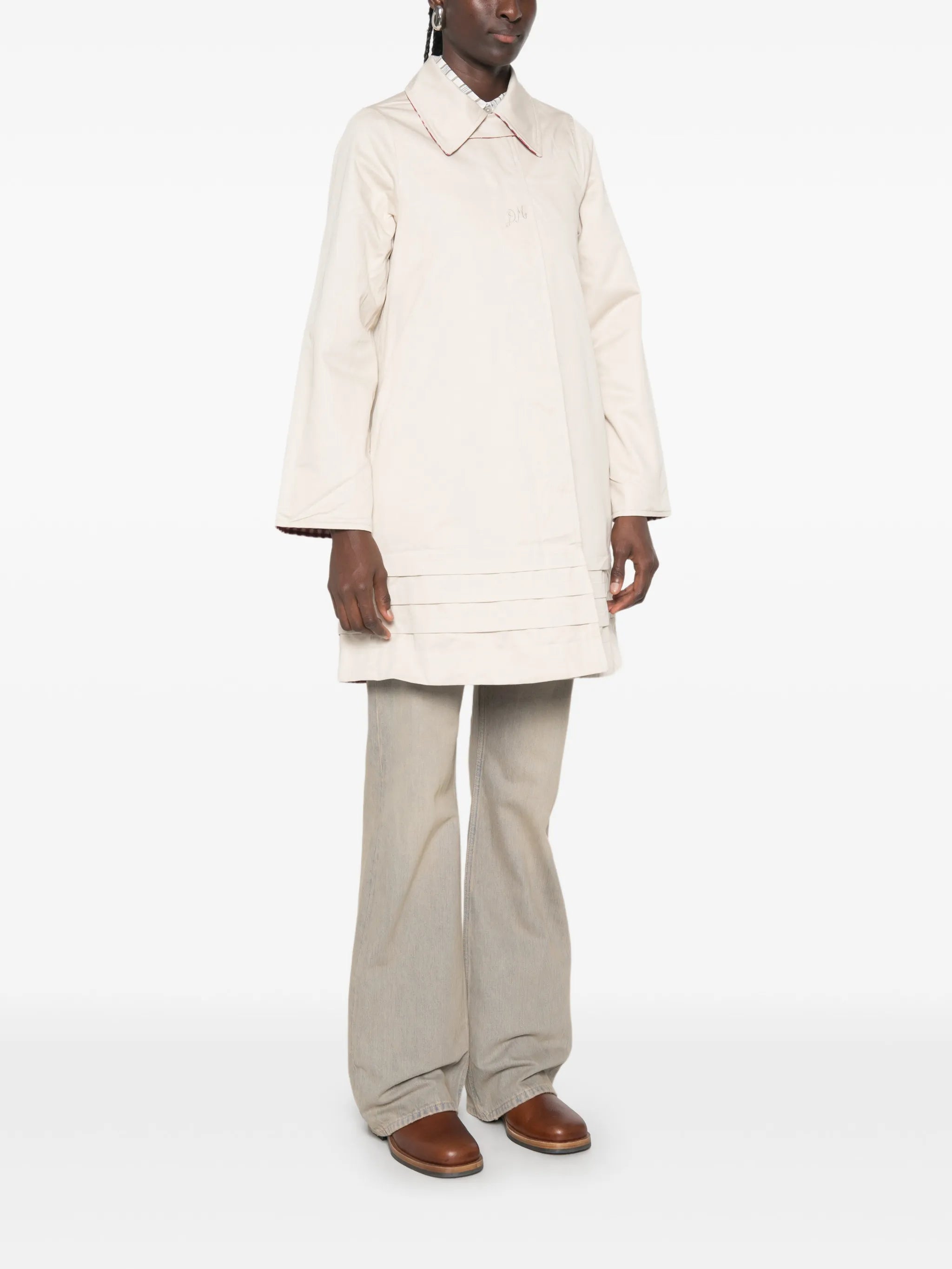 Mercedes bow-detail reversible trench coat