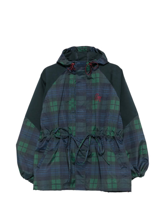Liu tartan hooded raincoat