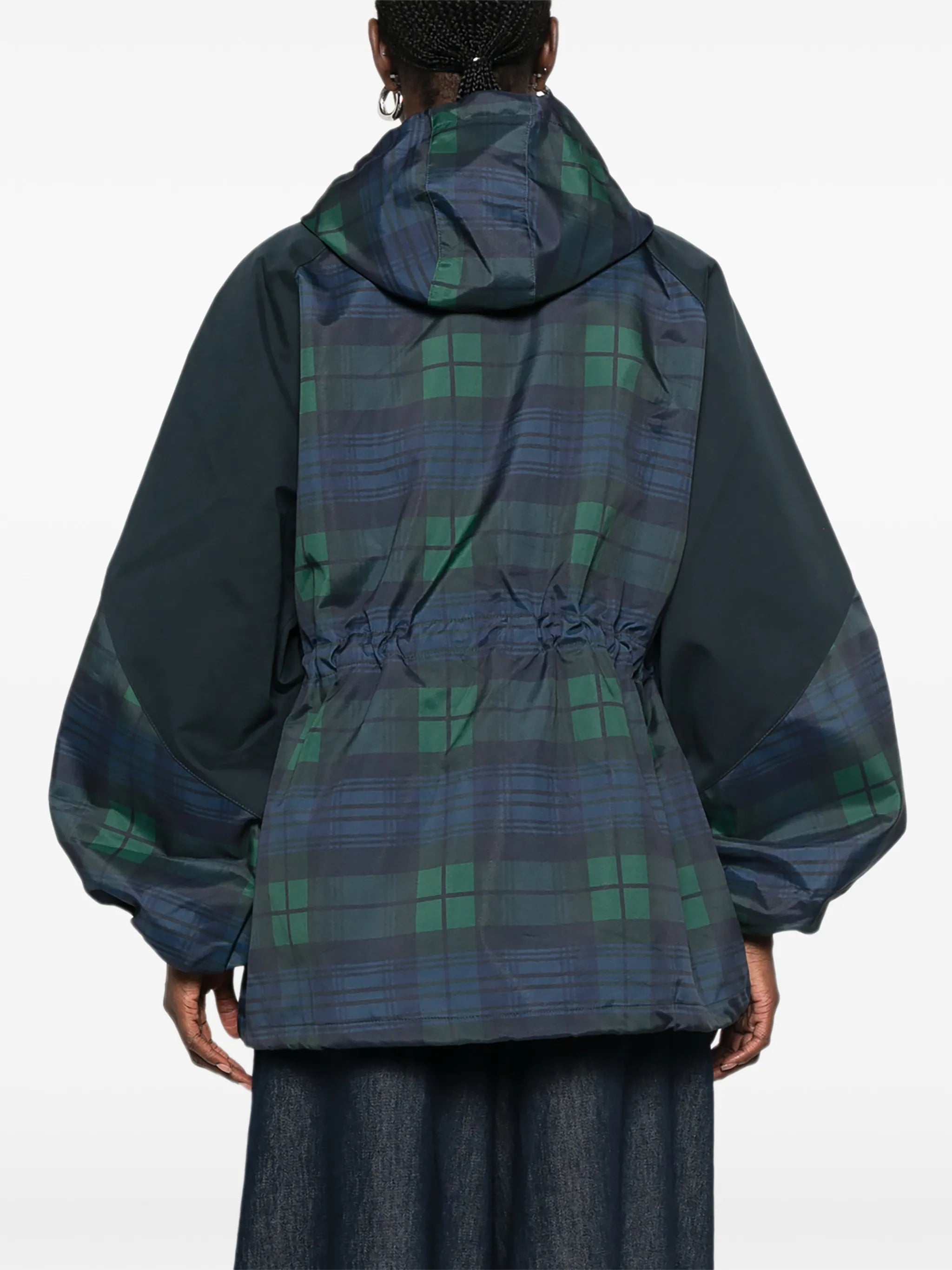 Liu tartan hooded raincoat