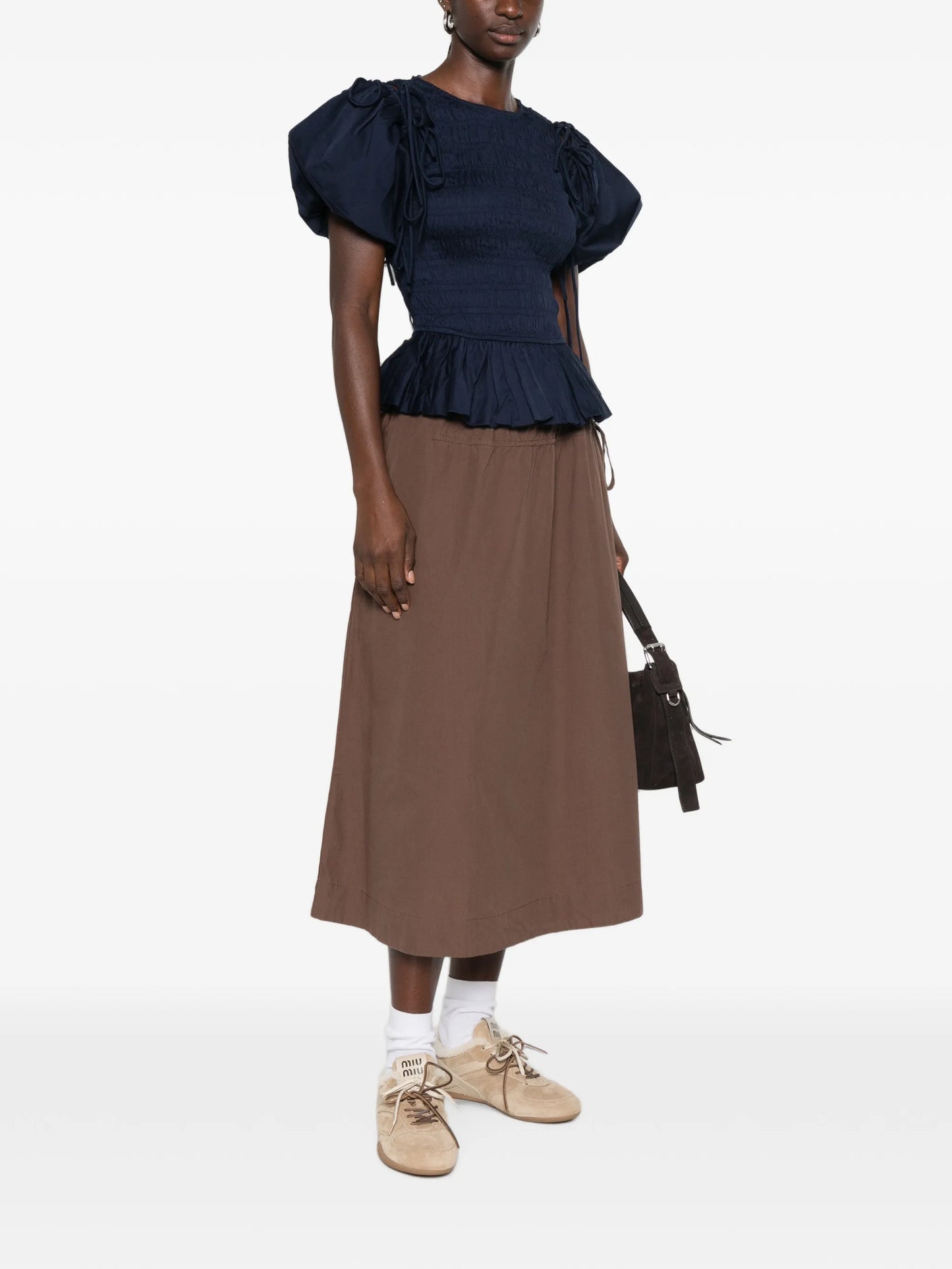 Caspia drawstring midi skirt