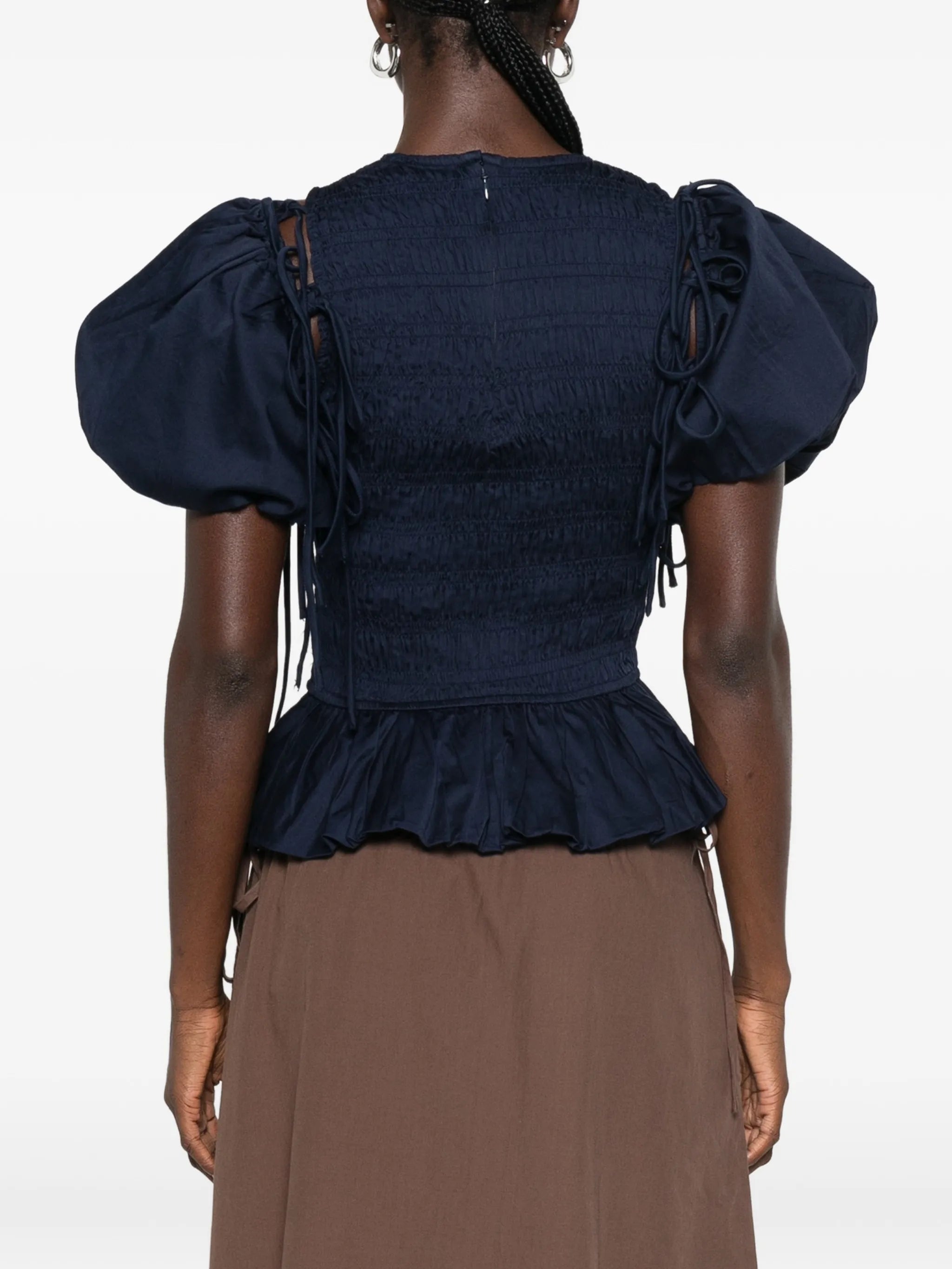 Becca shirred peplum blouse