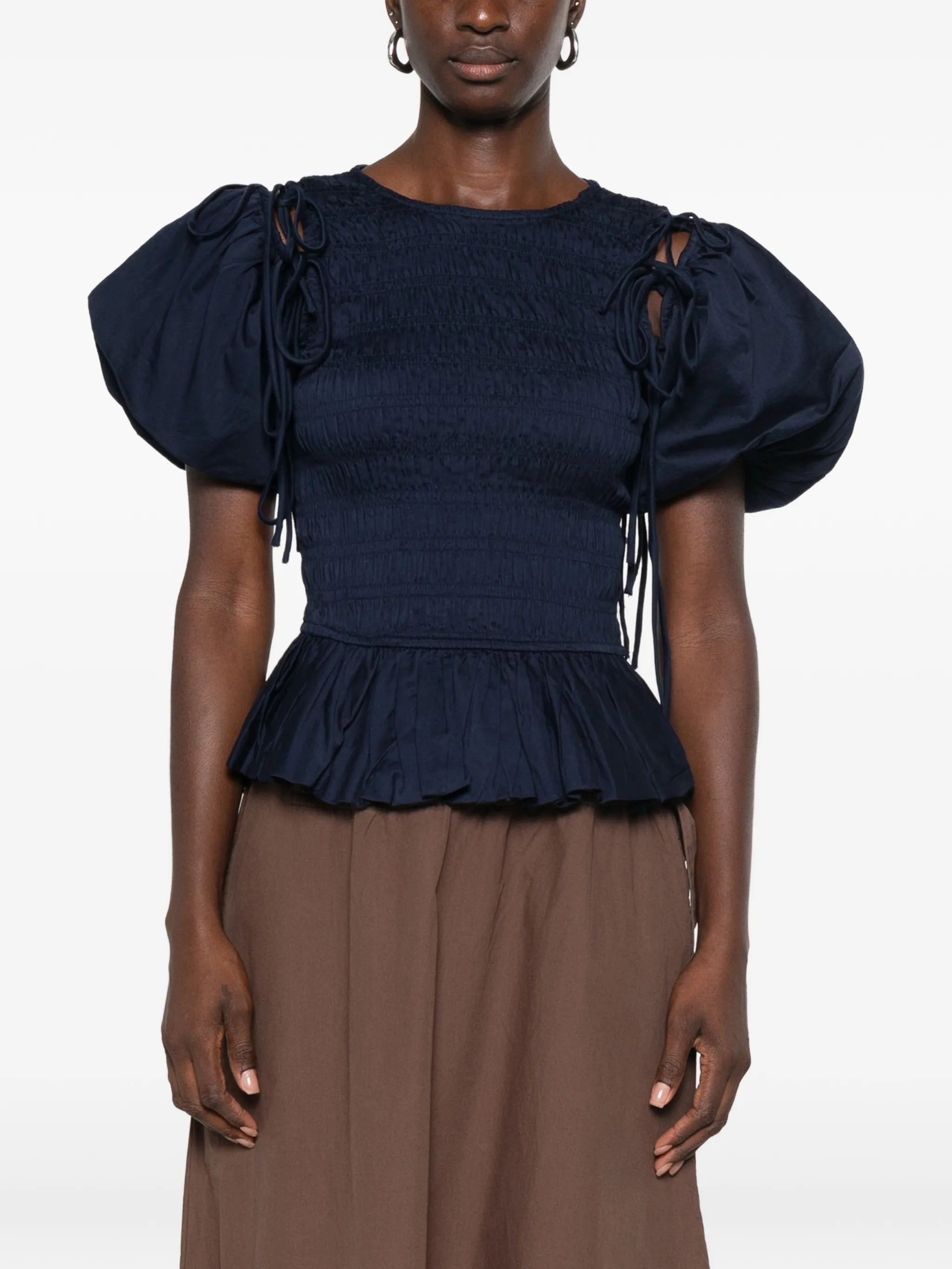 Becca shirred peplum blouse