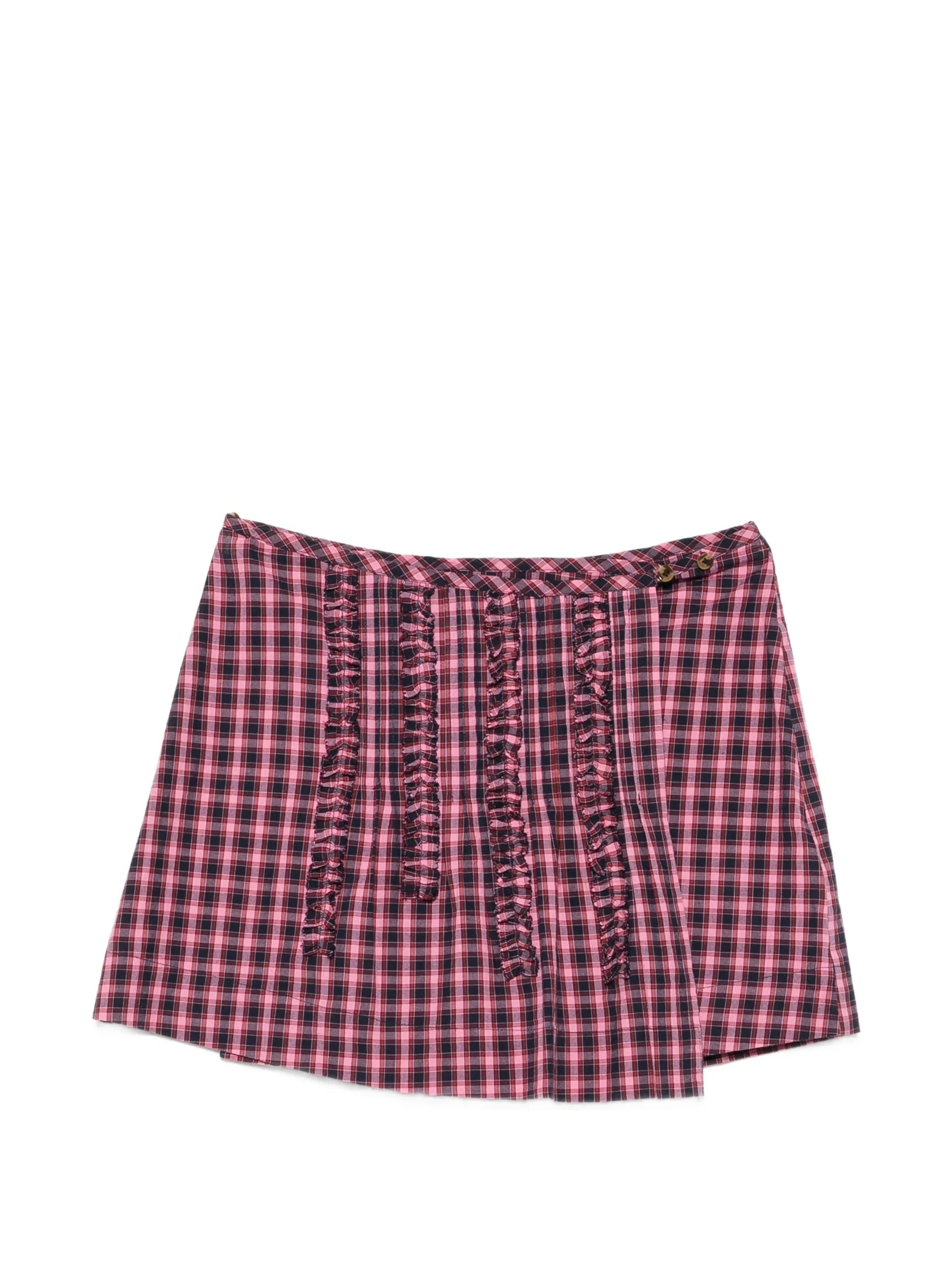 Glinda ruffled checked mini skirt