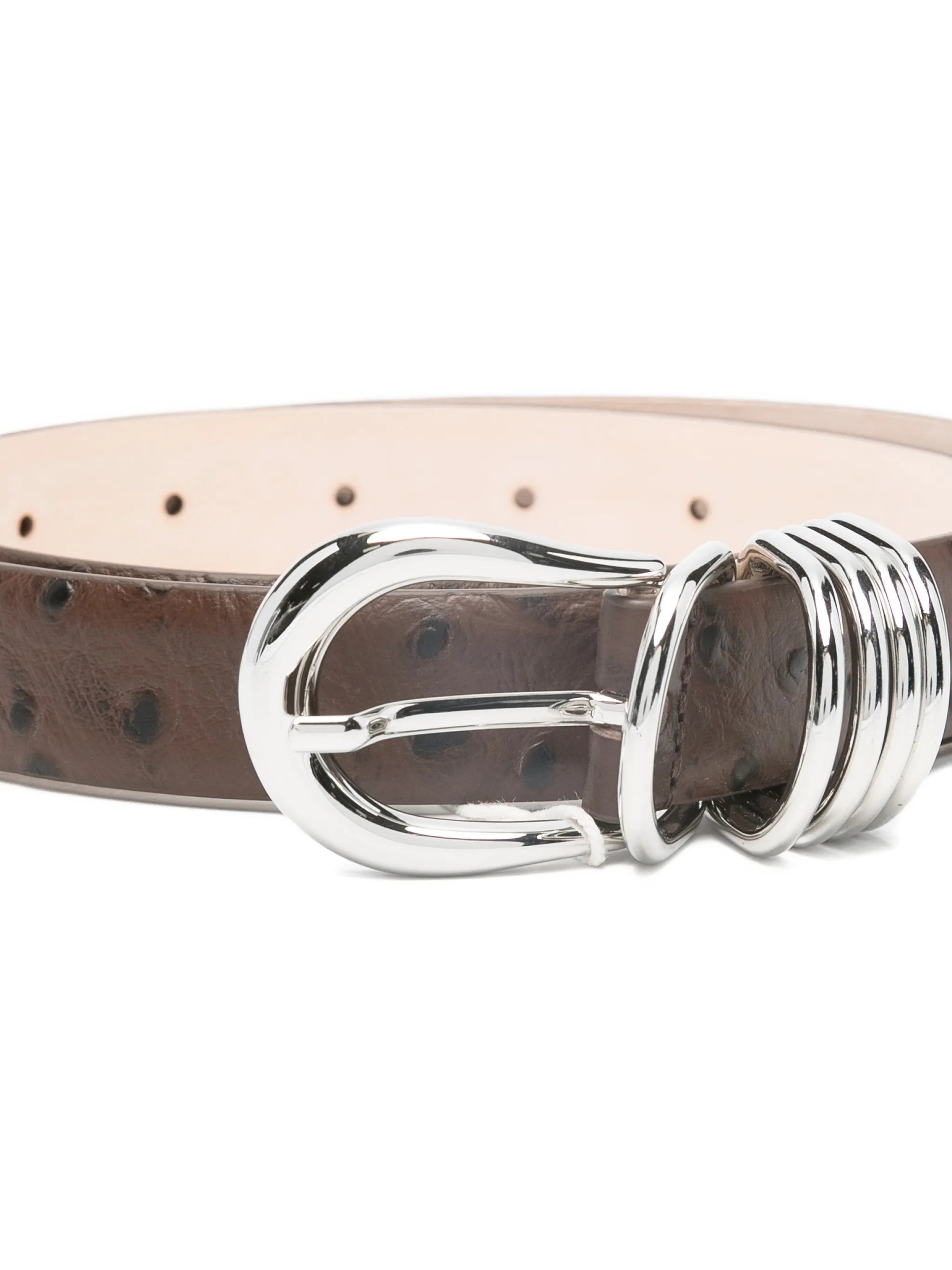 Hollyhock brown ostrich silver belt