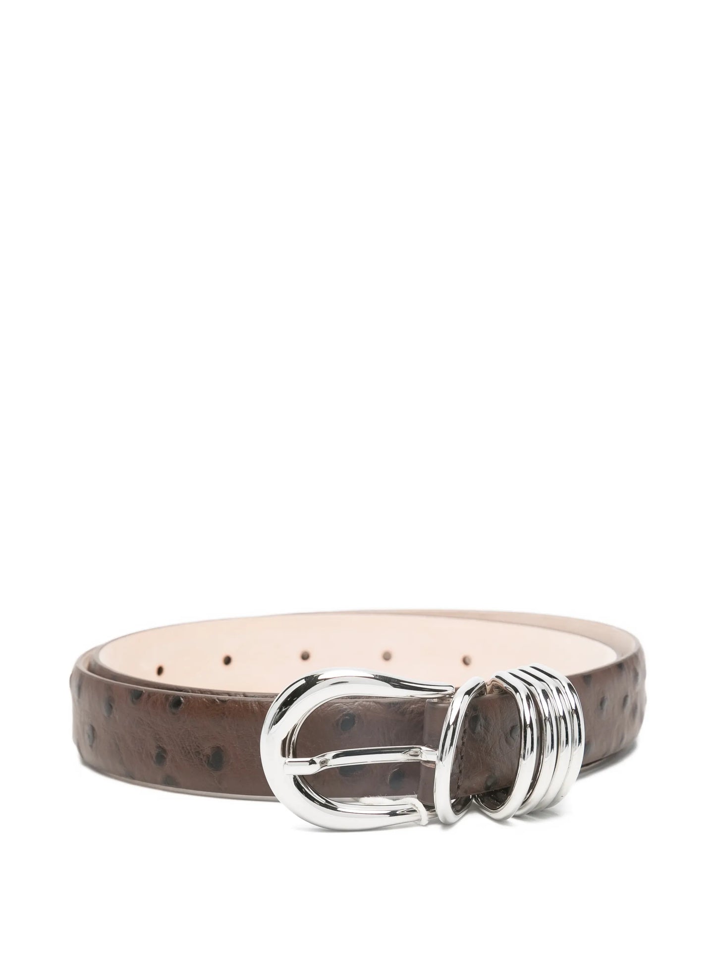 Hollyhock ostrich-pattern leather belt