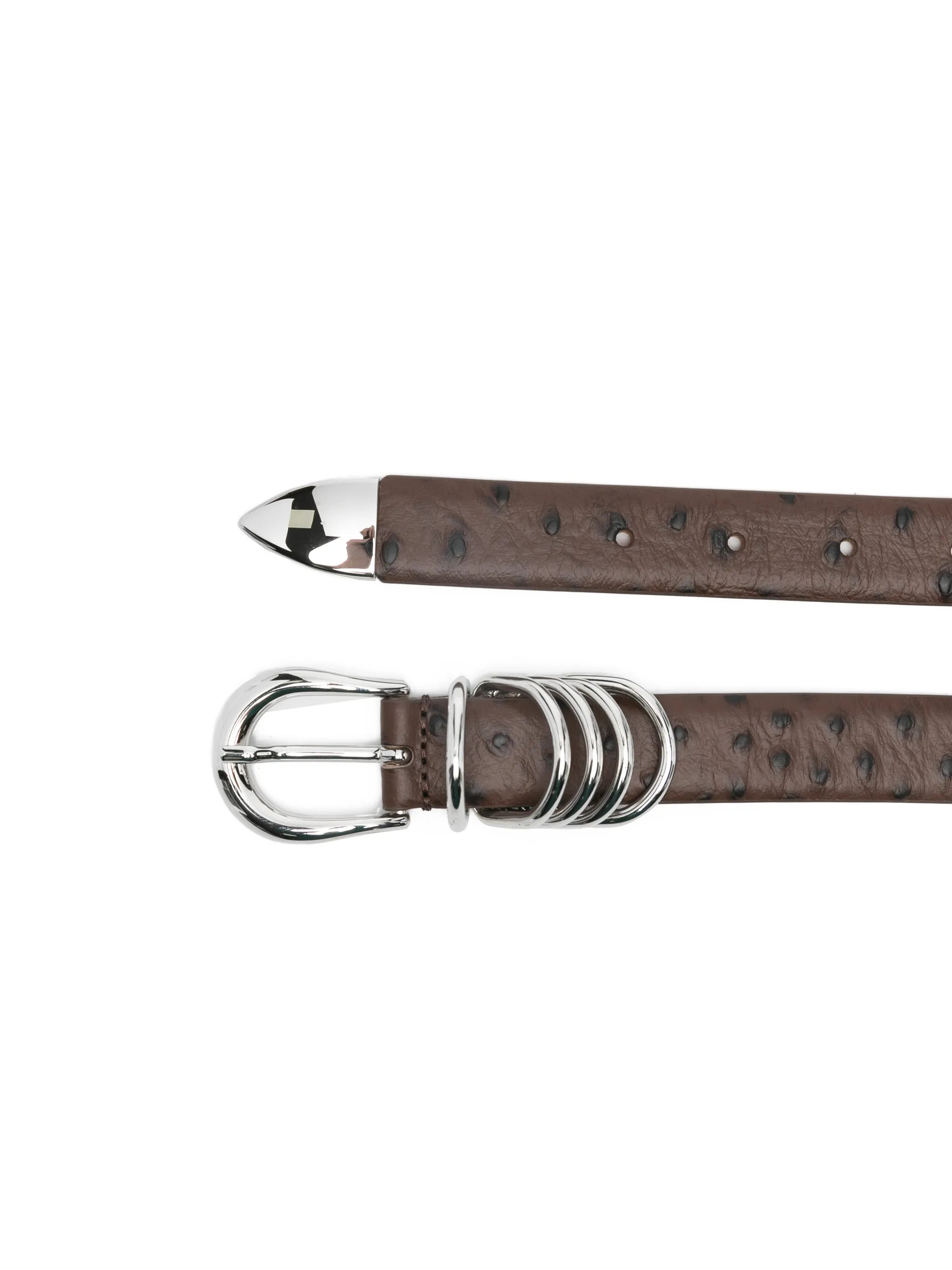 Hollyhock ostrich-pattern leather belt