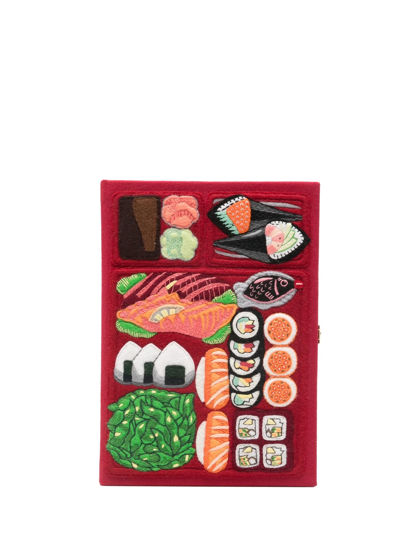 Bento Box embroidered clutch bag