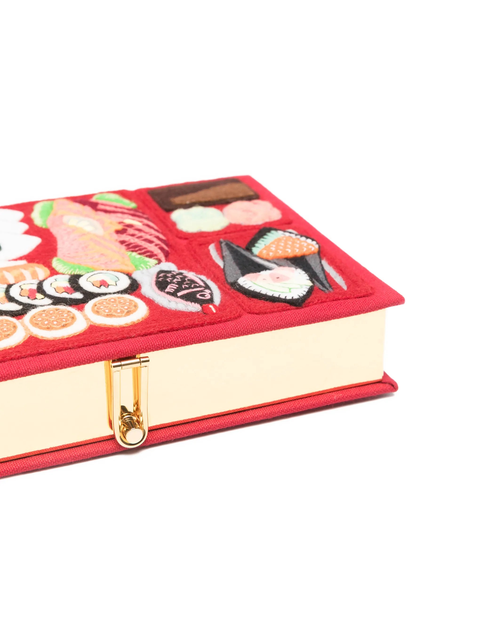 Bento Box embroidered clutch bag