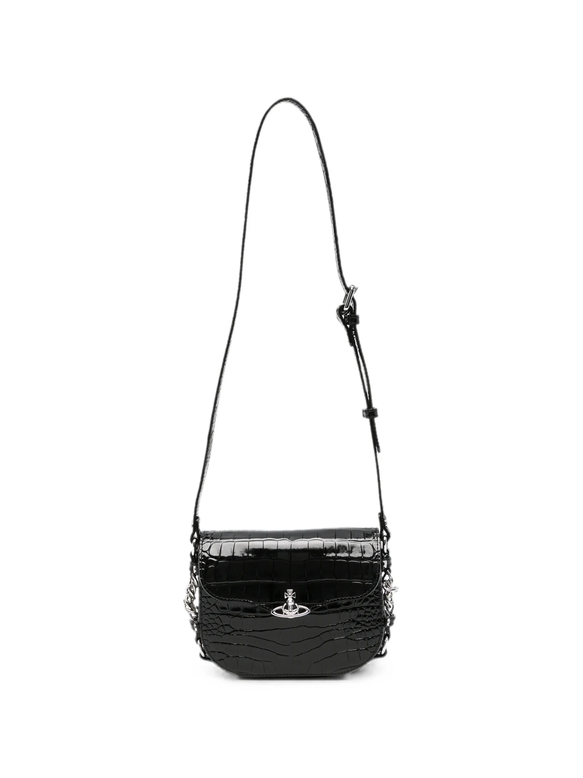 Hunter Flap croc-embossed mini crossbody bag
