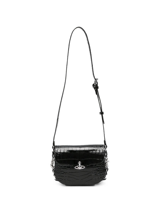 Hunter Flap croc-embossed mini crossbody bag