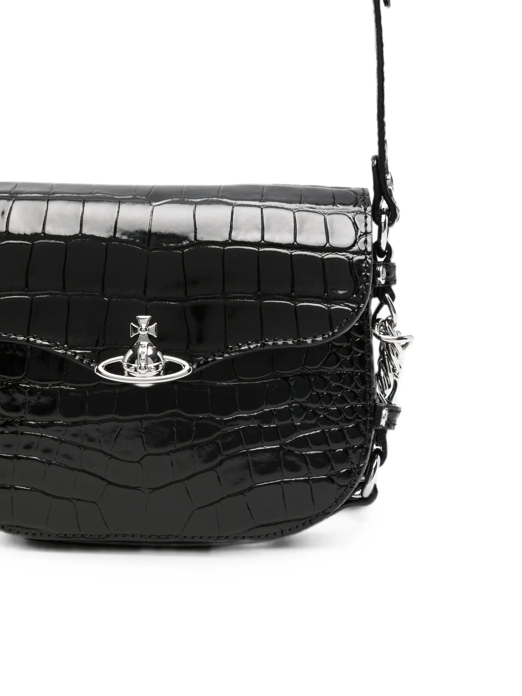 Hunter Flap croc-embossed mini crossbody bag