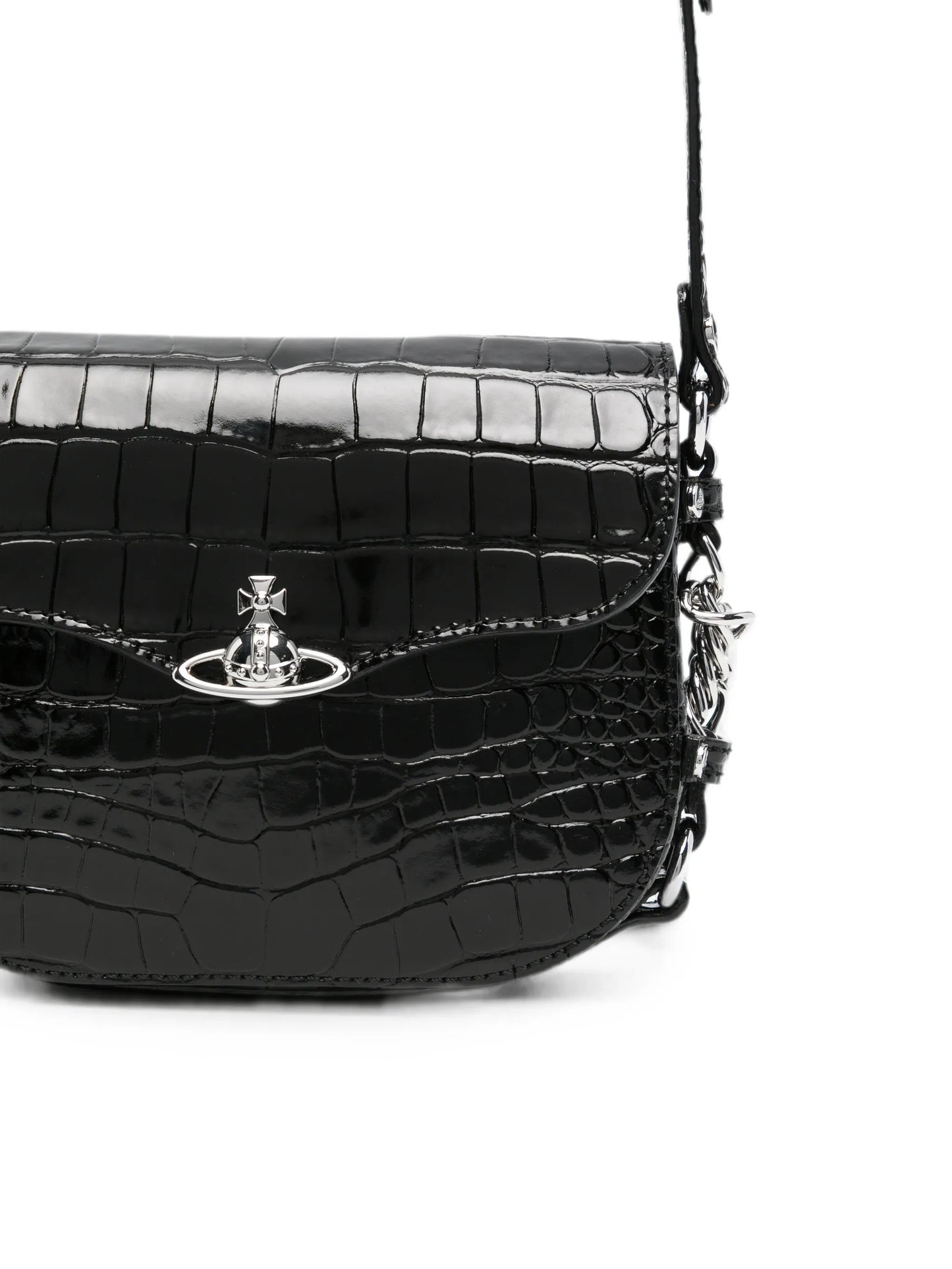 Hunter Flap croc-embossed mini crossbody bag