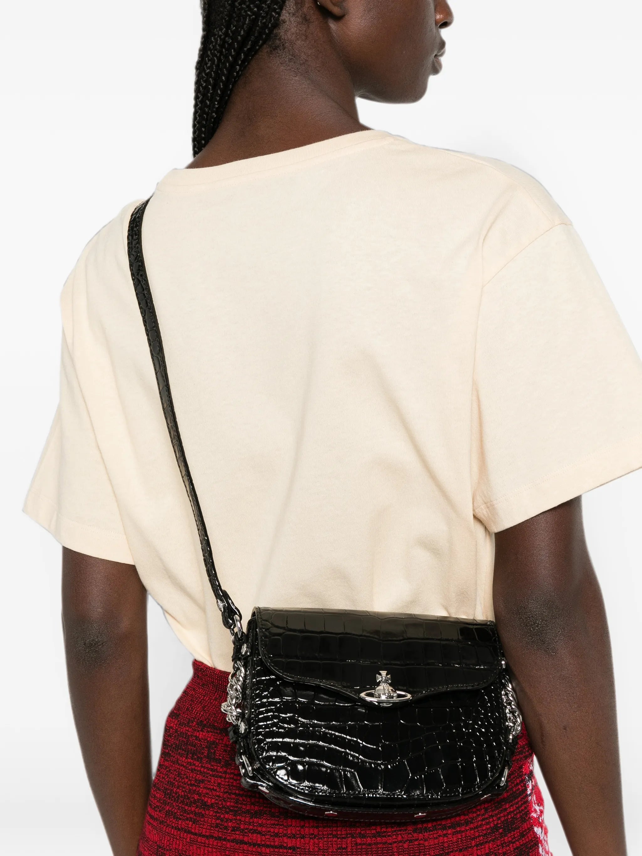 Hunter Flap croc-embossed mini crossbody bag
