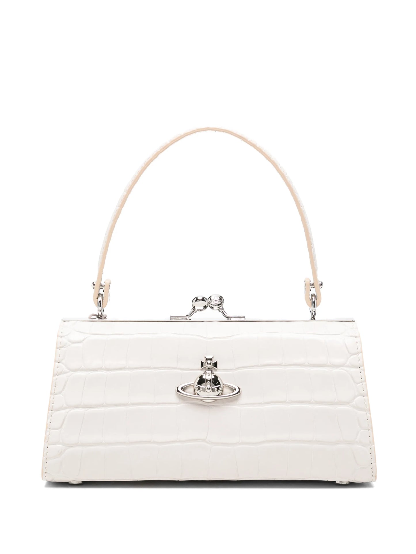 Doll croc-embossed leather top handle bag