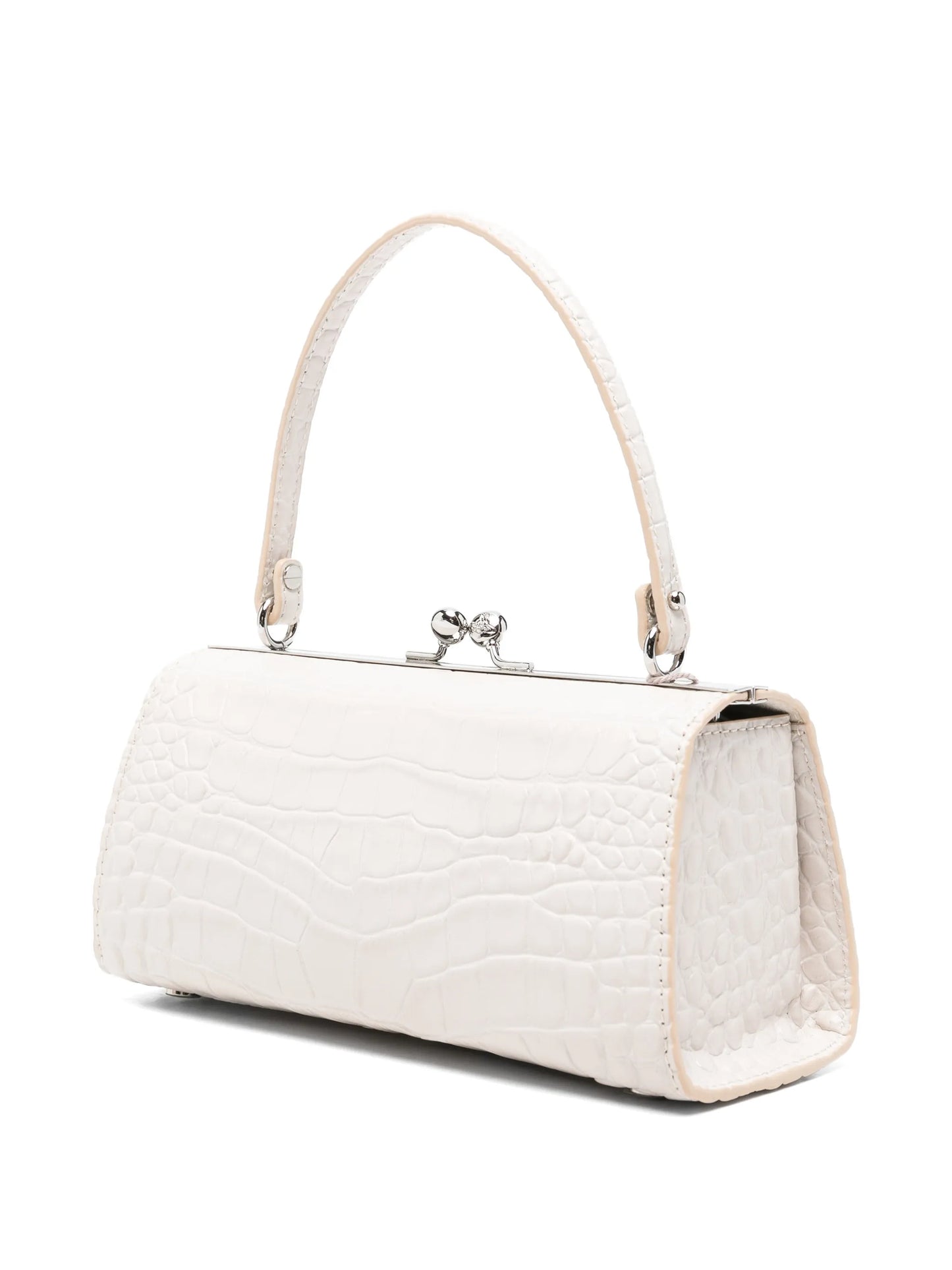 Doll croc-embossed leather top handle bag