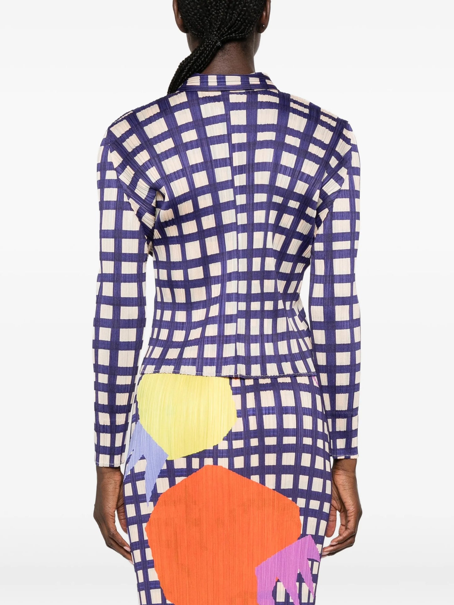 Basket plissé-effect checked shirt