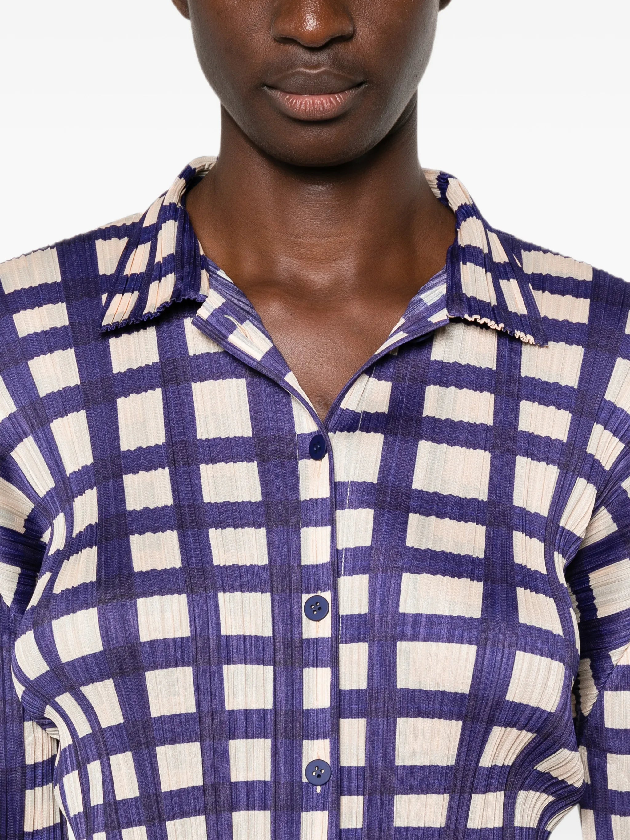 Basket plissé-effect checked shirt