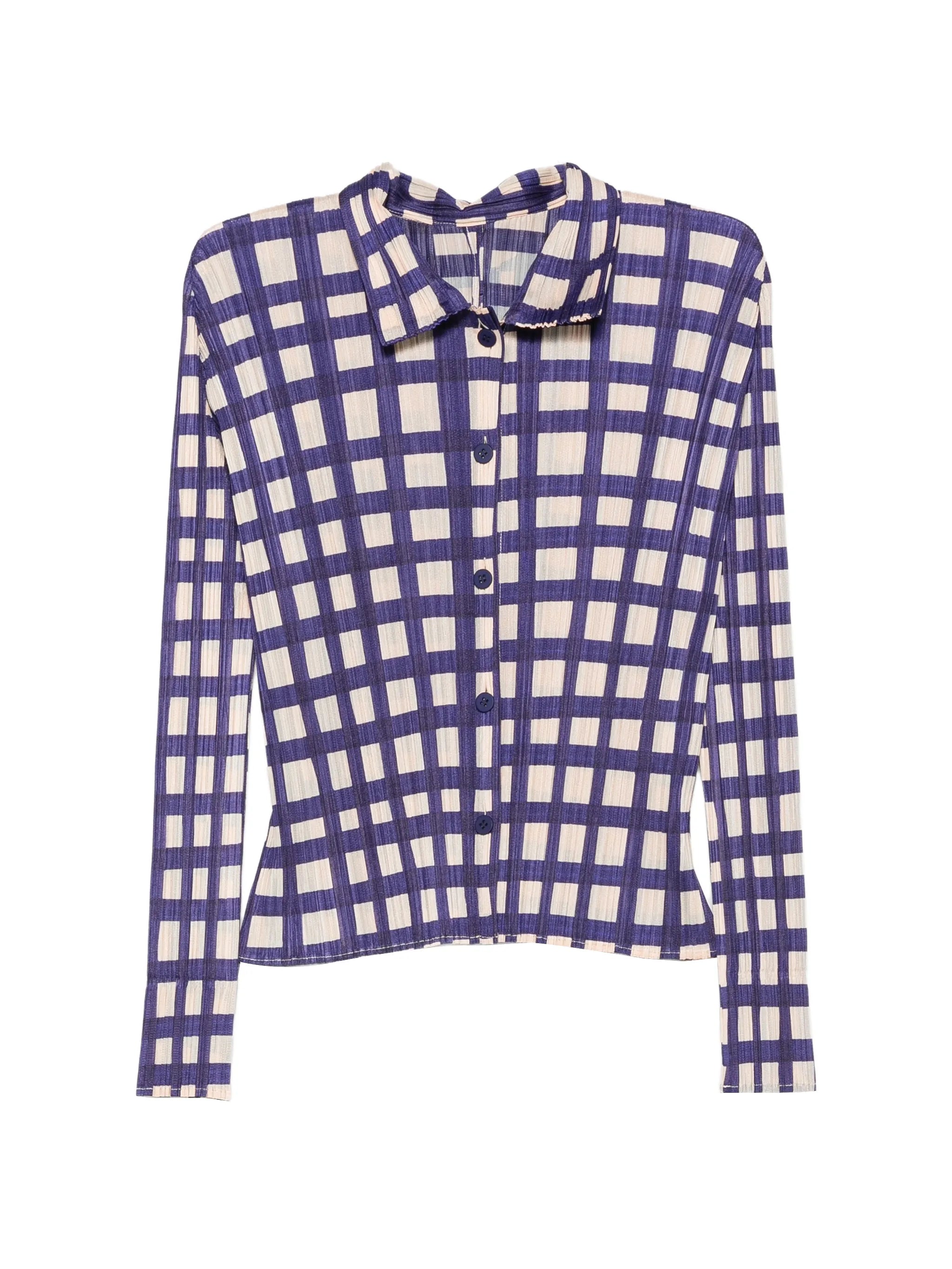 Basket plissé-effect checked shirt