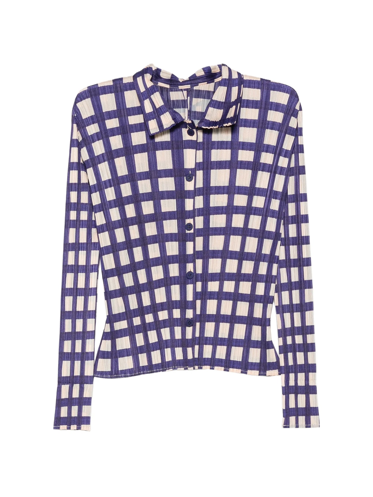 Basket plissé-effect checked shirt