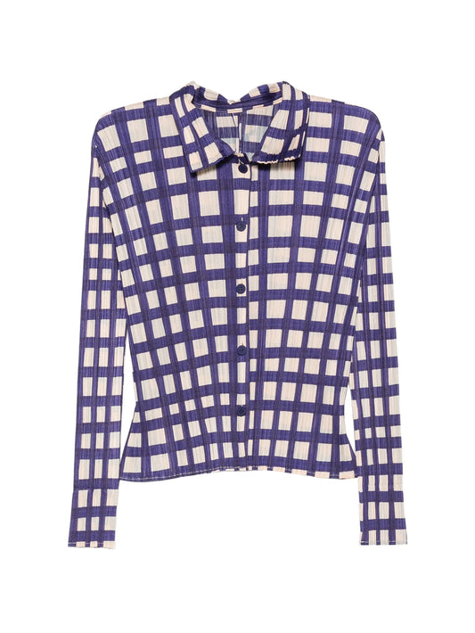 Basket plissé-effect checked shirt
