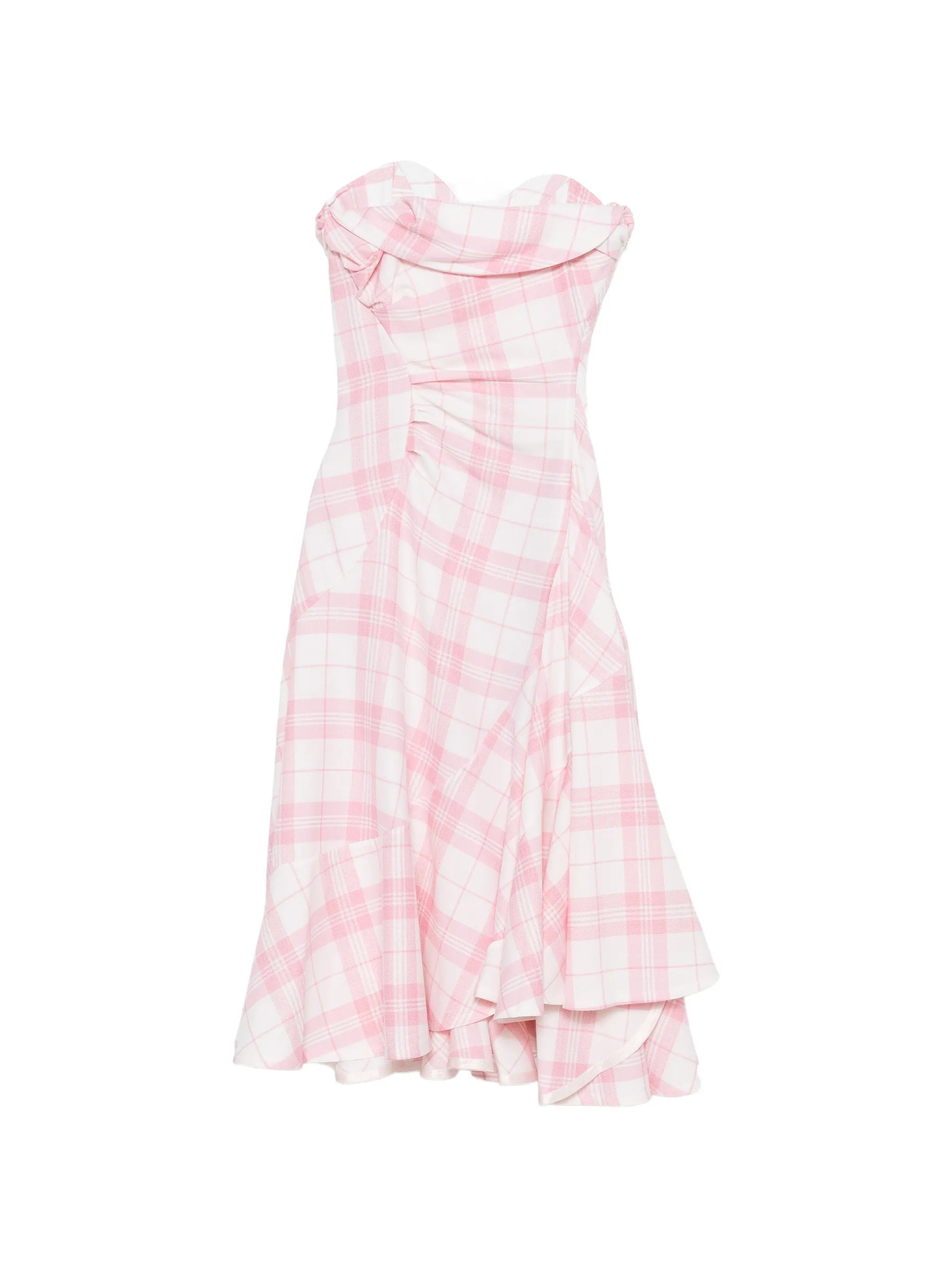Spiral check-print midi dress