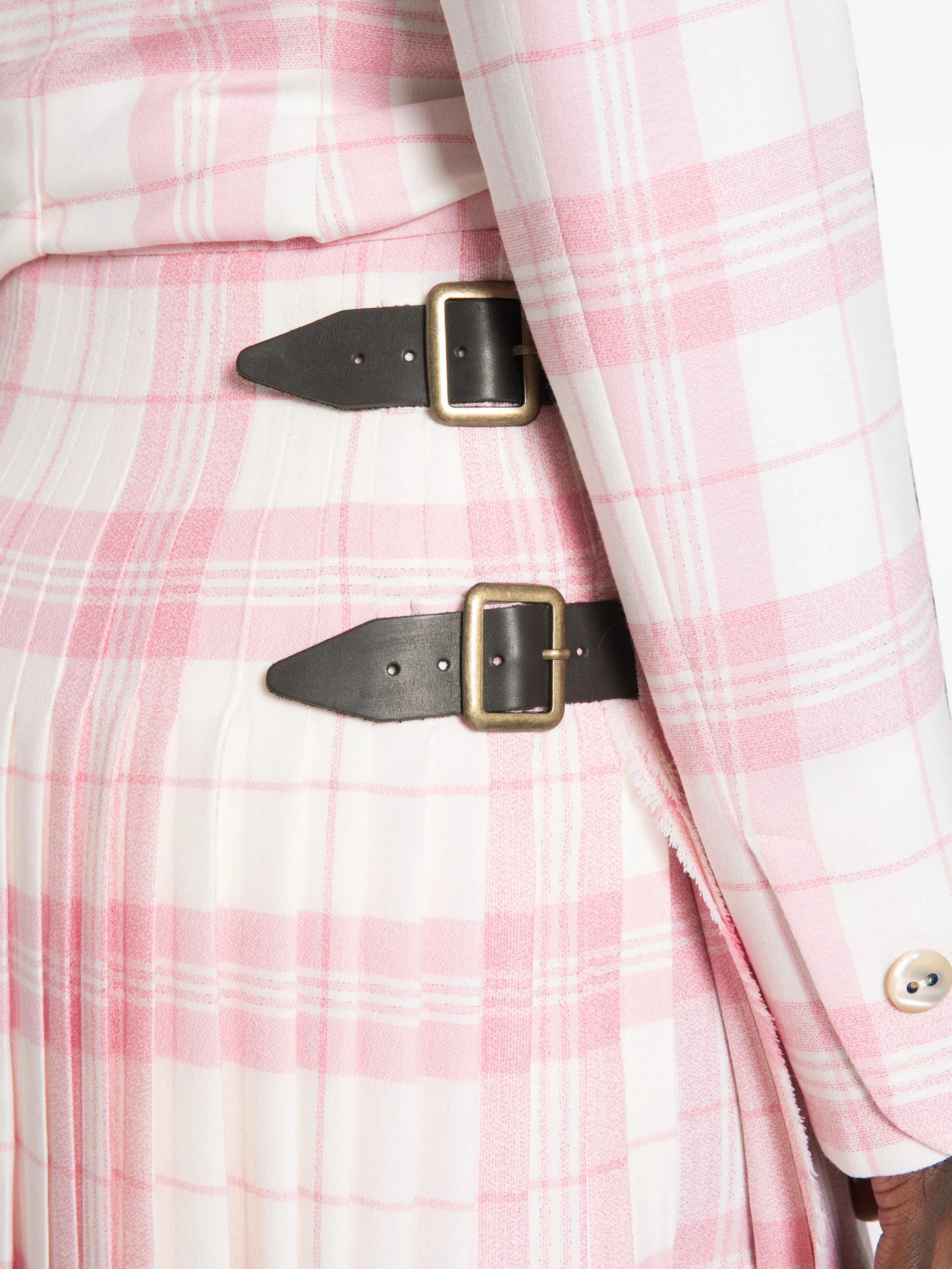 pleated checked mini skirt