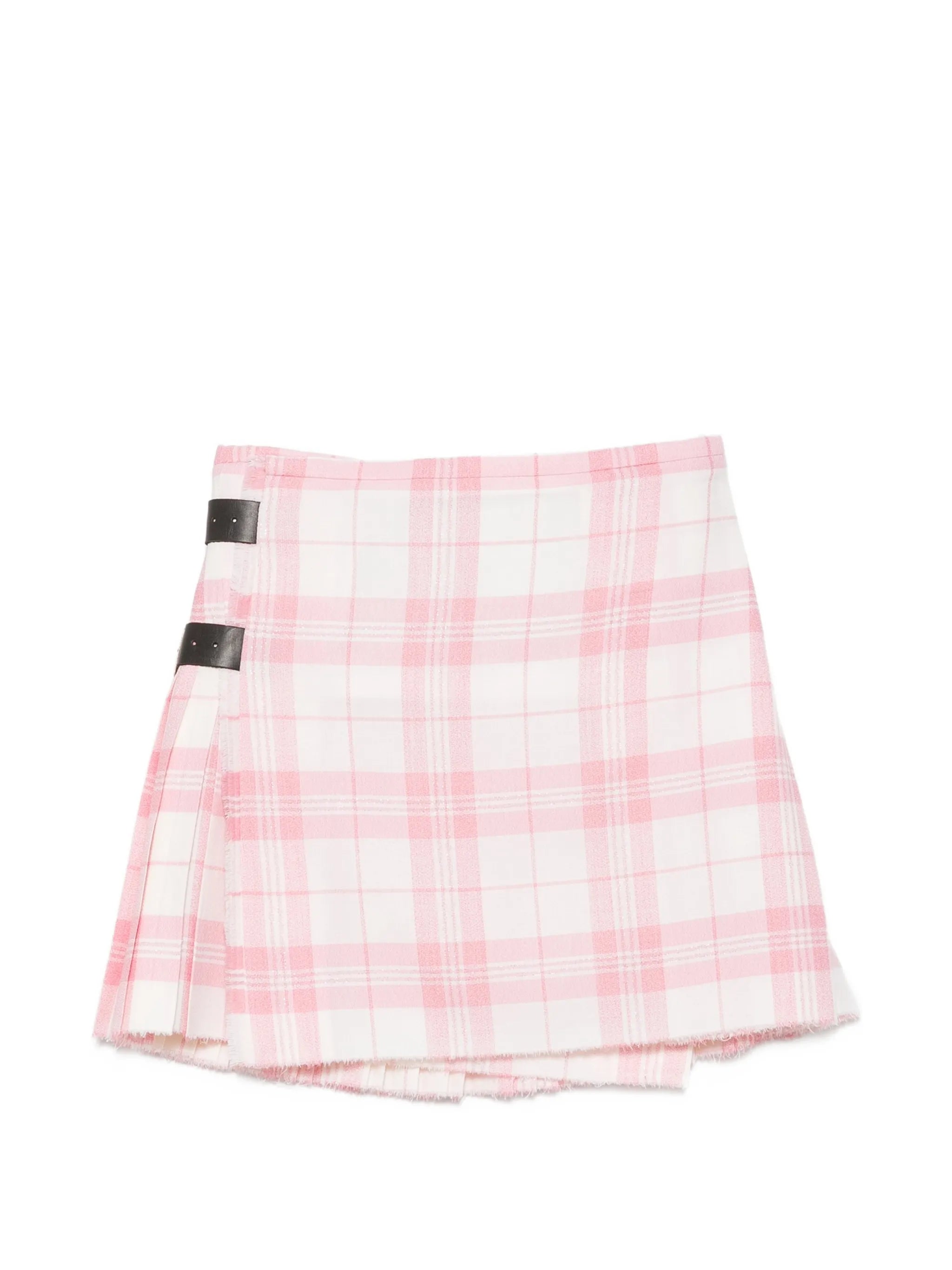 pleated checked mini skirt