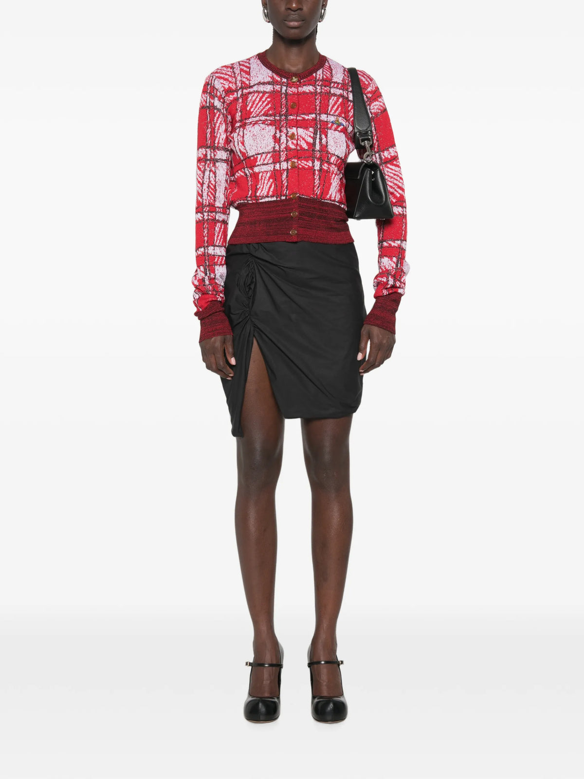 scribble check cardigan