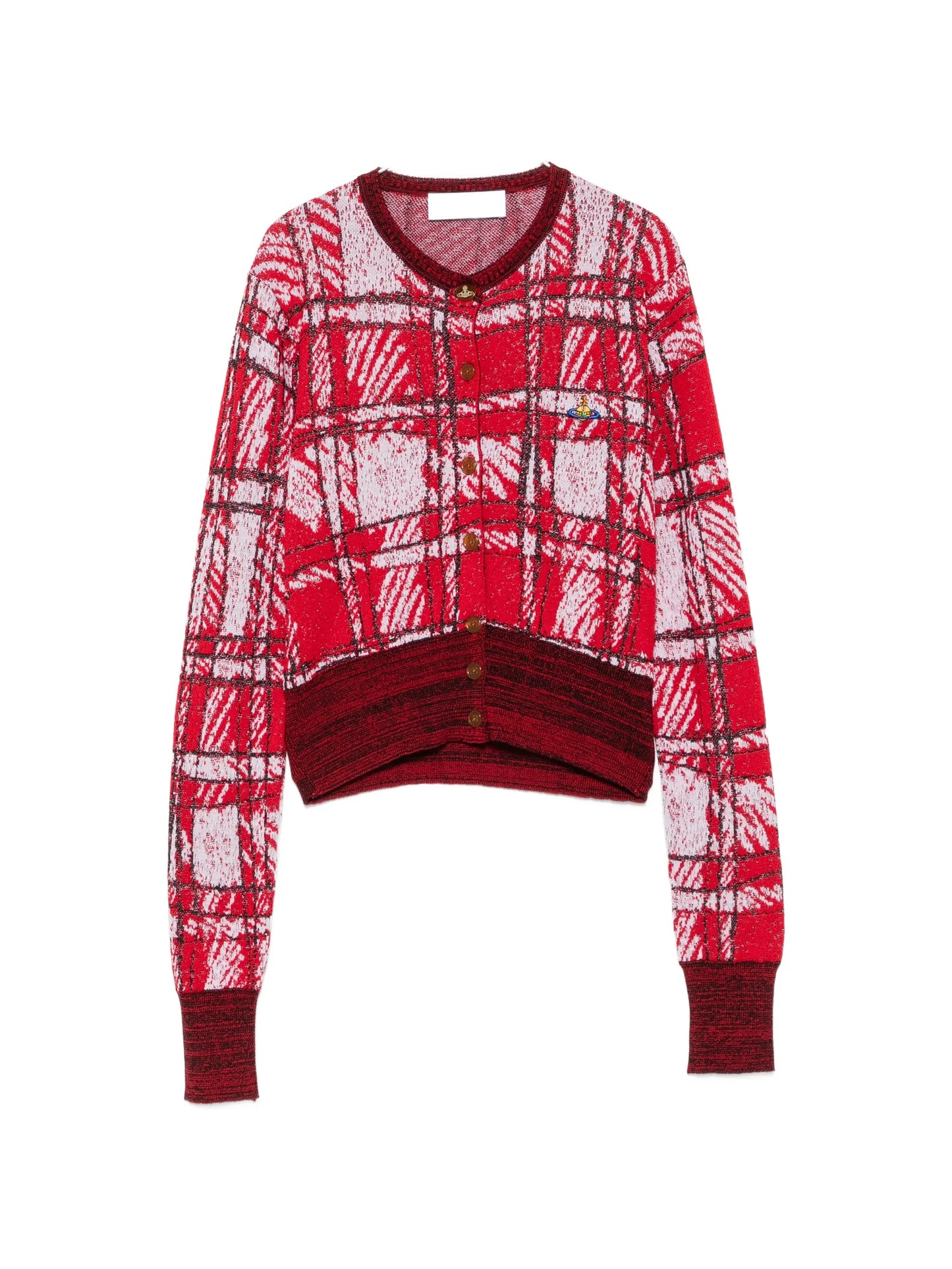 Scribble Check buttoned cardigan