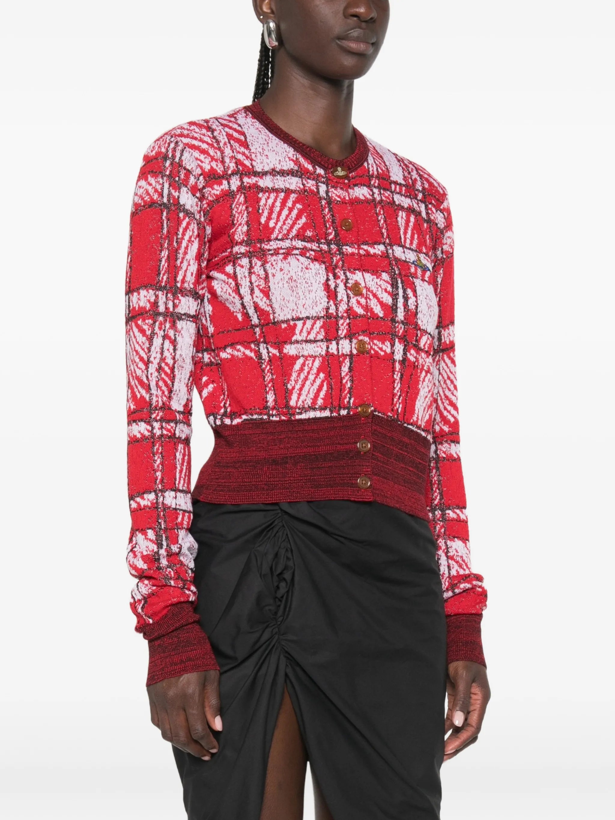 scribble check cardigan