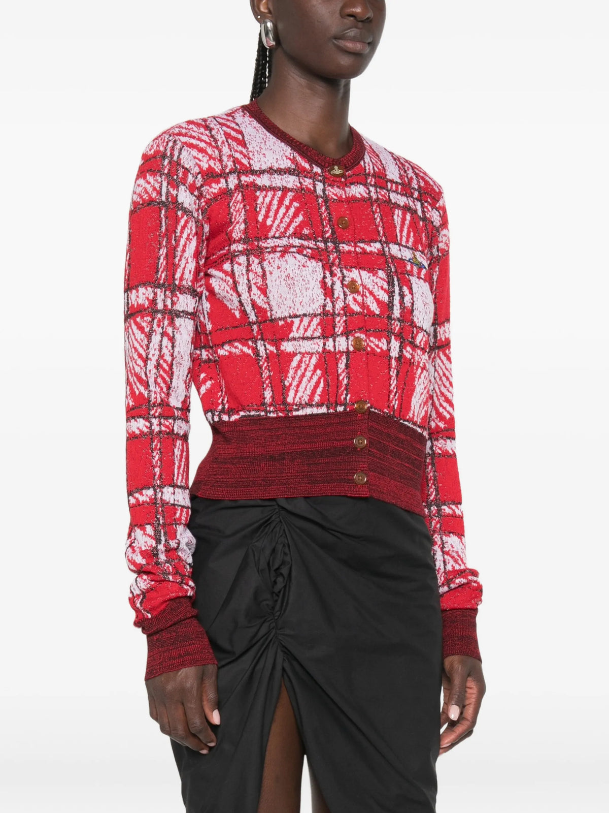 scribble check cardigan
