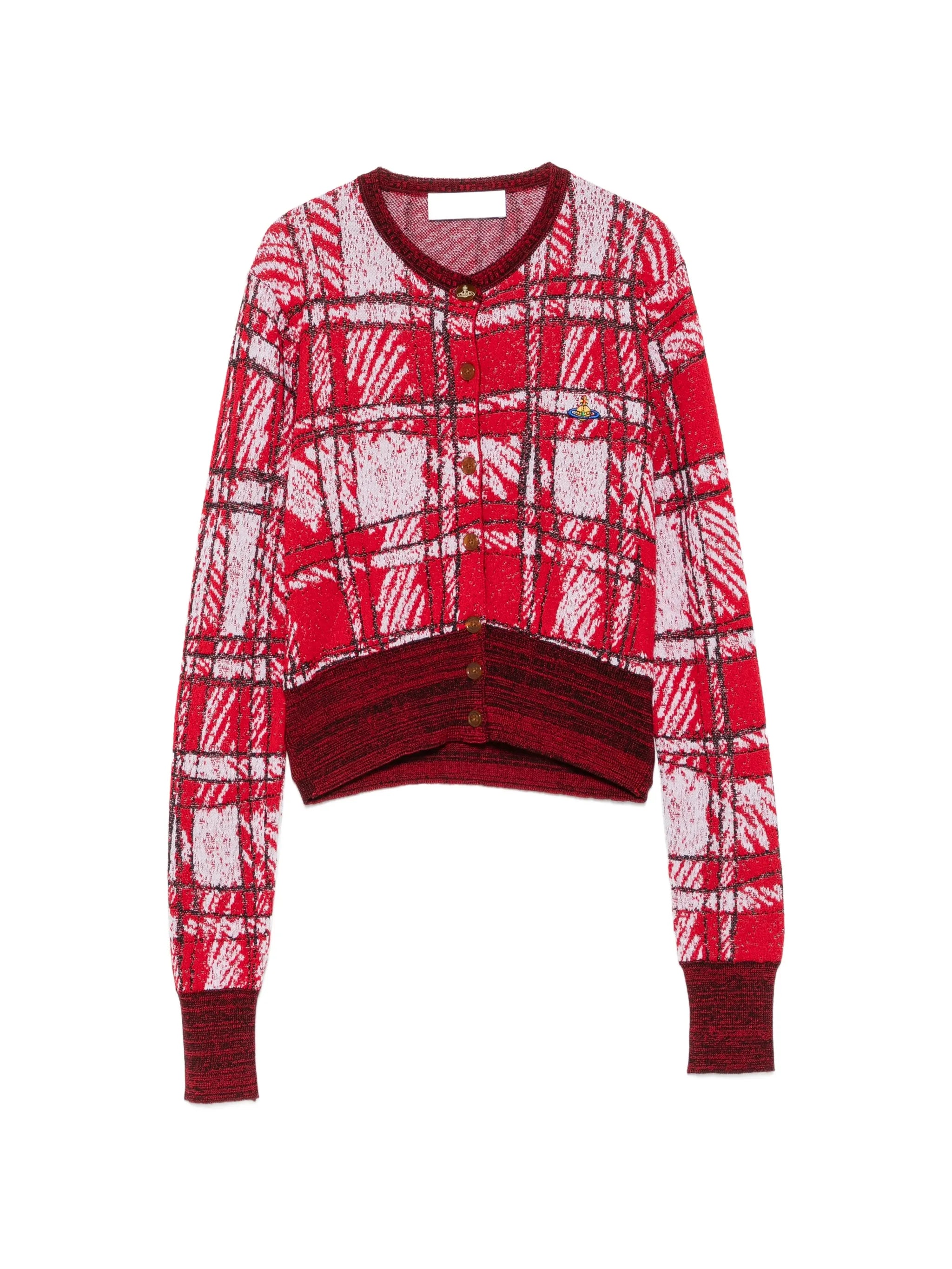 scribble check cardigan