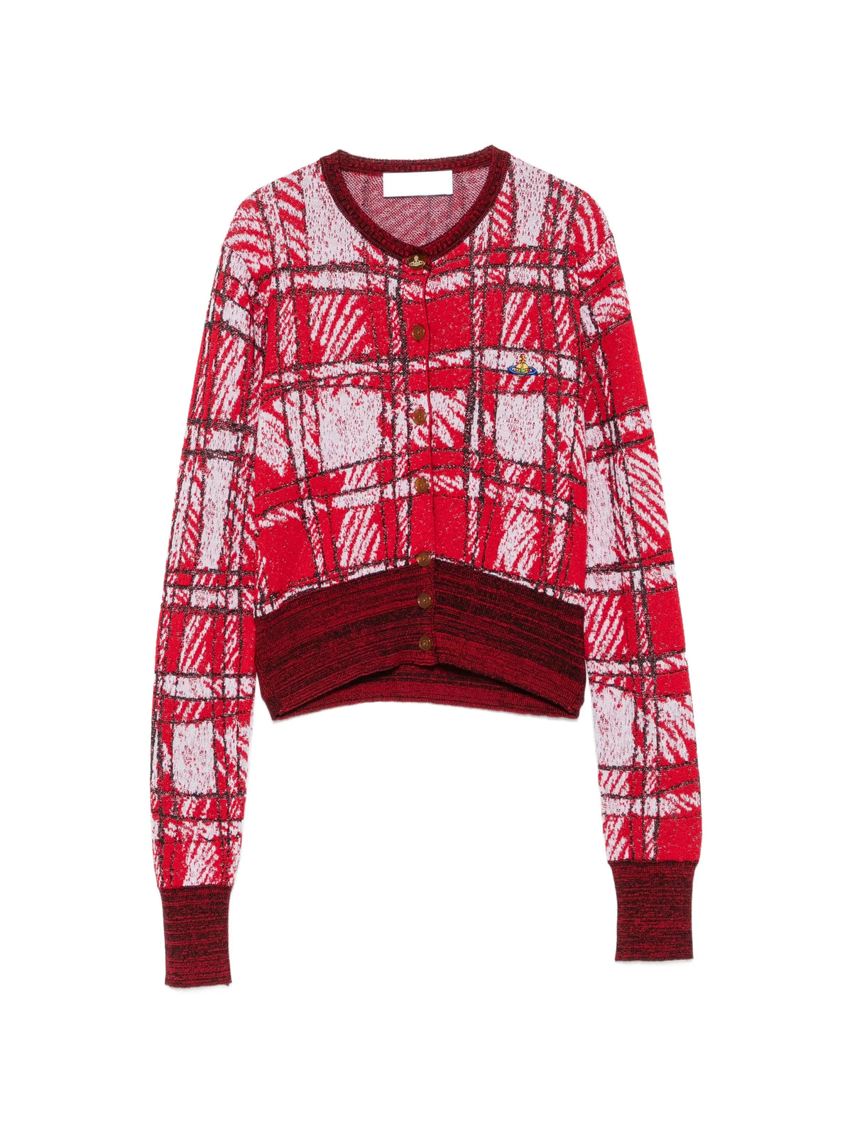 scribble check cardigan