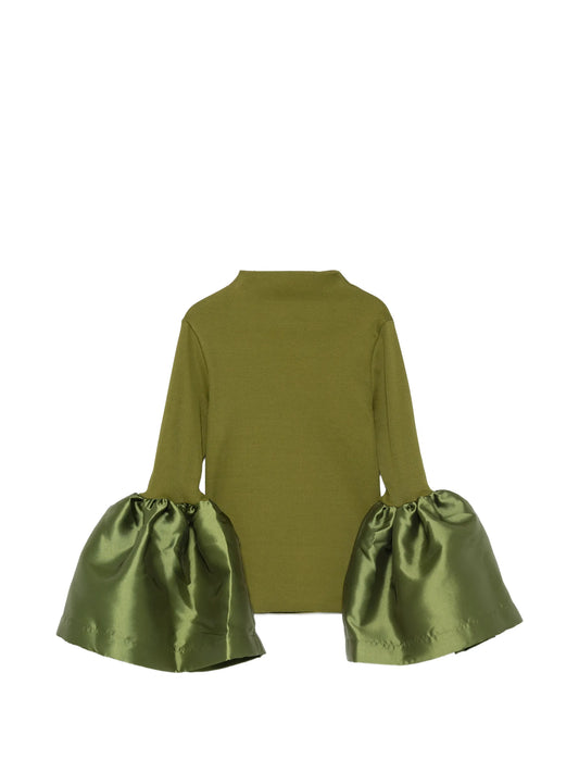 ribbed puff-sleeve top