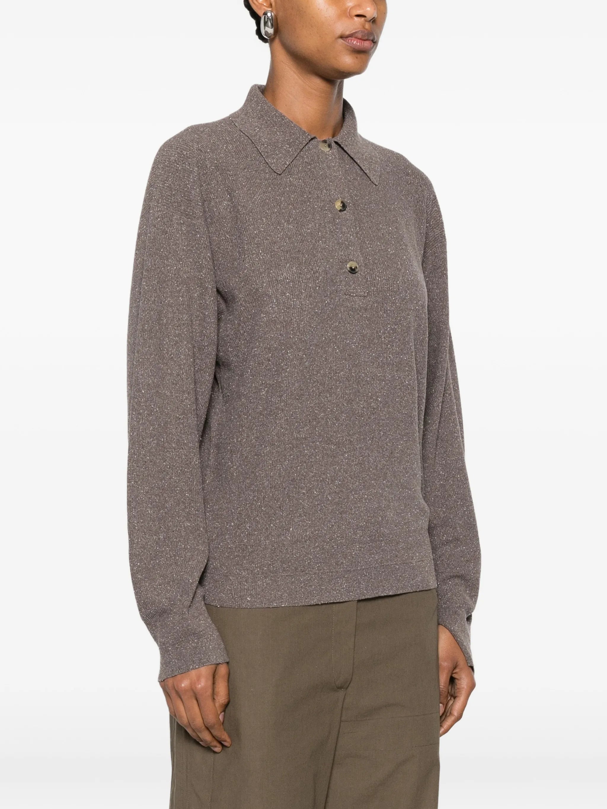 Helga ribbed-knit polo shirt