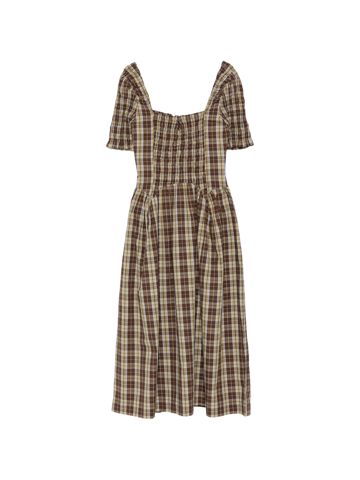 Emmy shirred checked midi dress