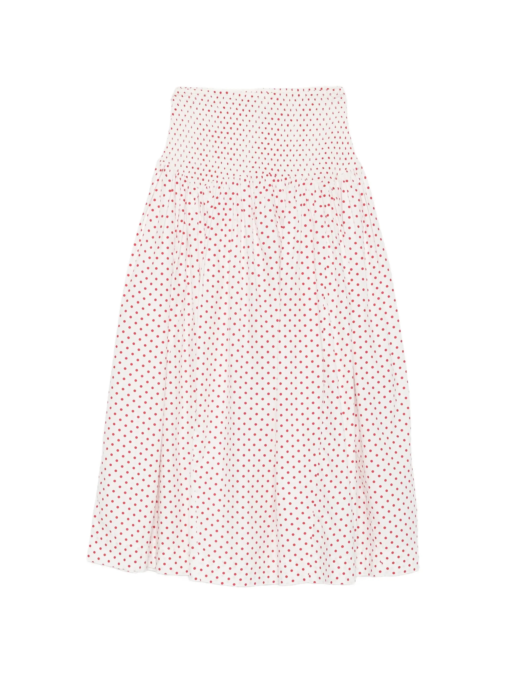 Layla polka-dot smocked midi skirt